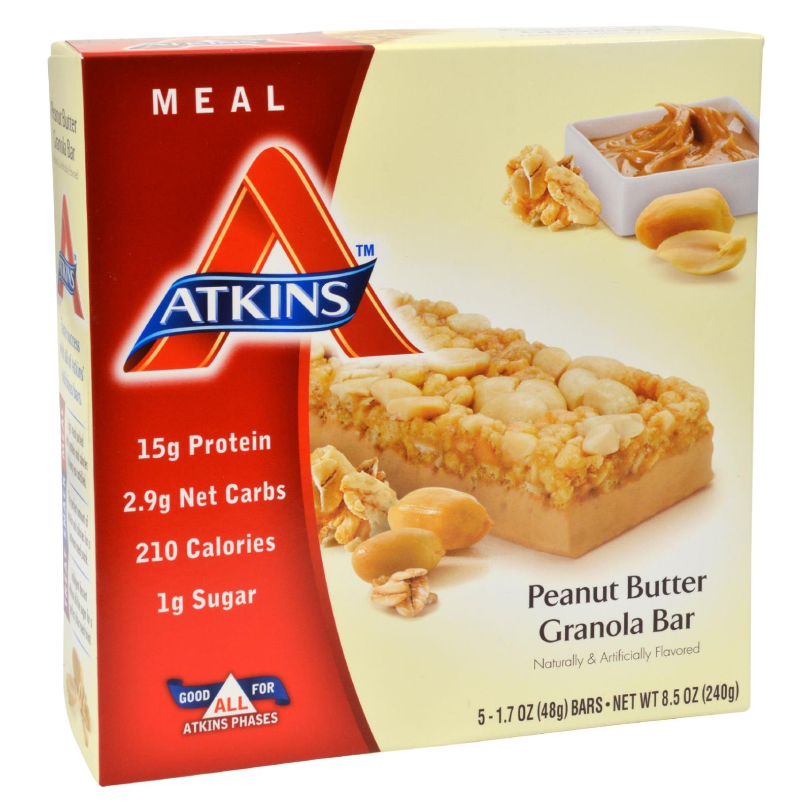 Atkins Advantage Bar Peanut Butter Granola - 5 Bars - Whole Green Foods
