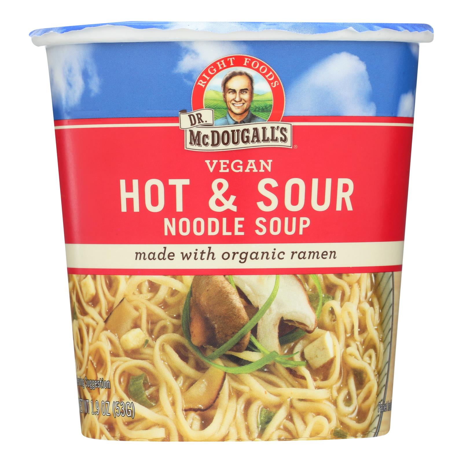 Dr. Mcdougall's Vegan Hot And Sour Noodle Soup Big Cup - Case Of 6 - 1.9 Oz. - Whole Green Foods