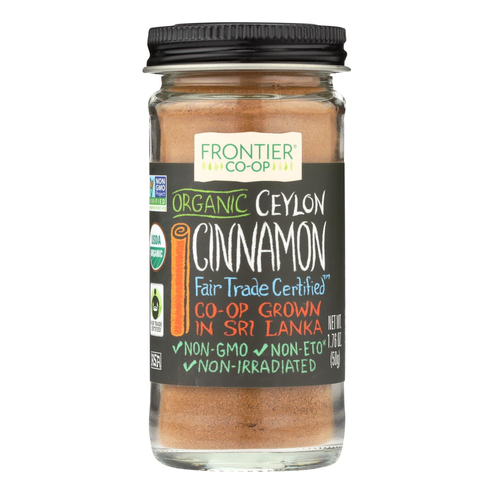 Frontier Herb Cinnamon - Organic - Fair Trade Certified - Ground - Ceylon - 1.76 Oz - Whole Green Foods