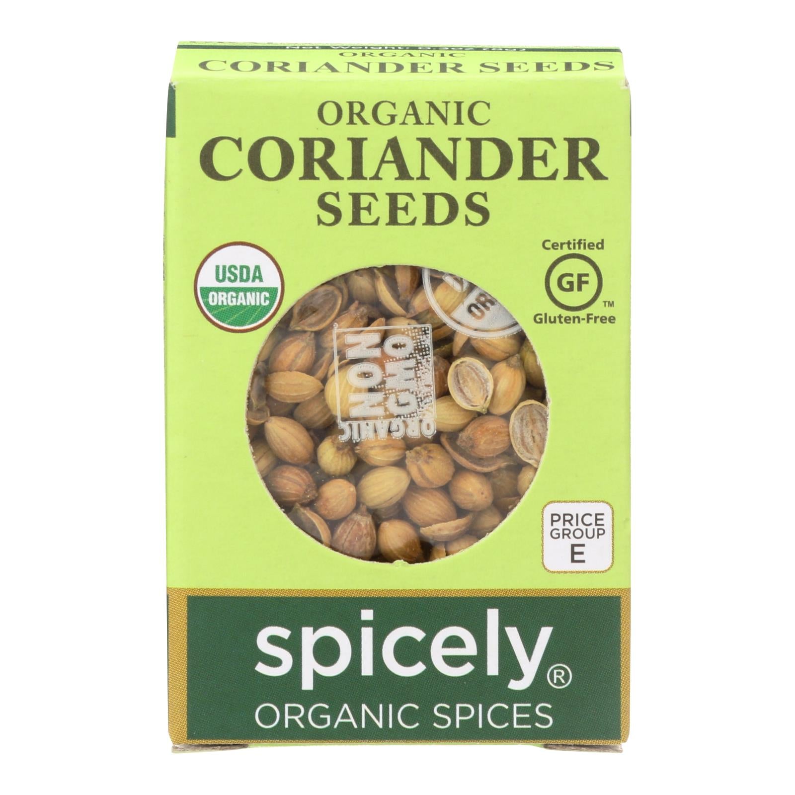 Spicely Organics - Organic Coriander Seed - Case Of 6 - 0.3 Oz. - Whole Green Foods