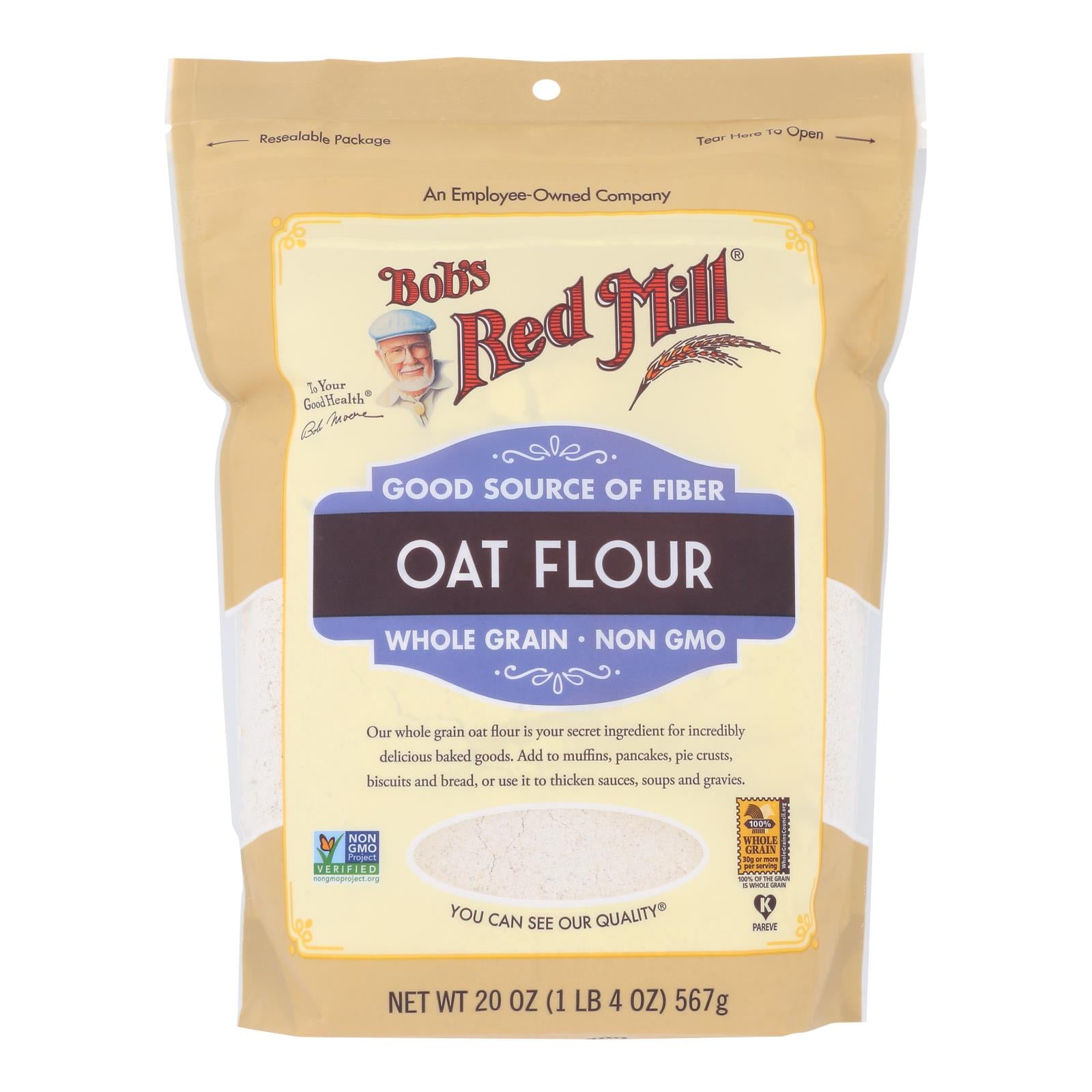 Bob's Red Mill - Flour Oat Whole Grain - Case Of 4-20 Oz - Whole Green Foods