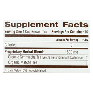 Traditional Medicinals - Green Tea Mtcha W/rce - Case Of 6 - 16 Bag (96 Count) - Whole Green Foods