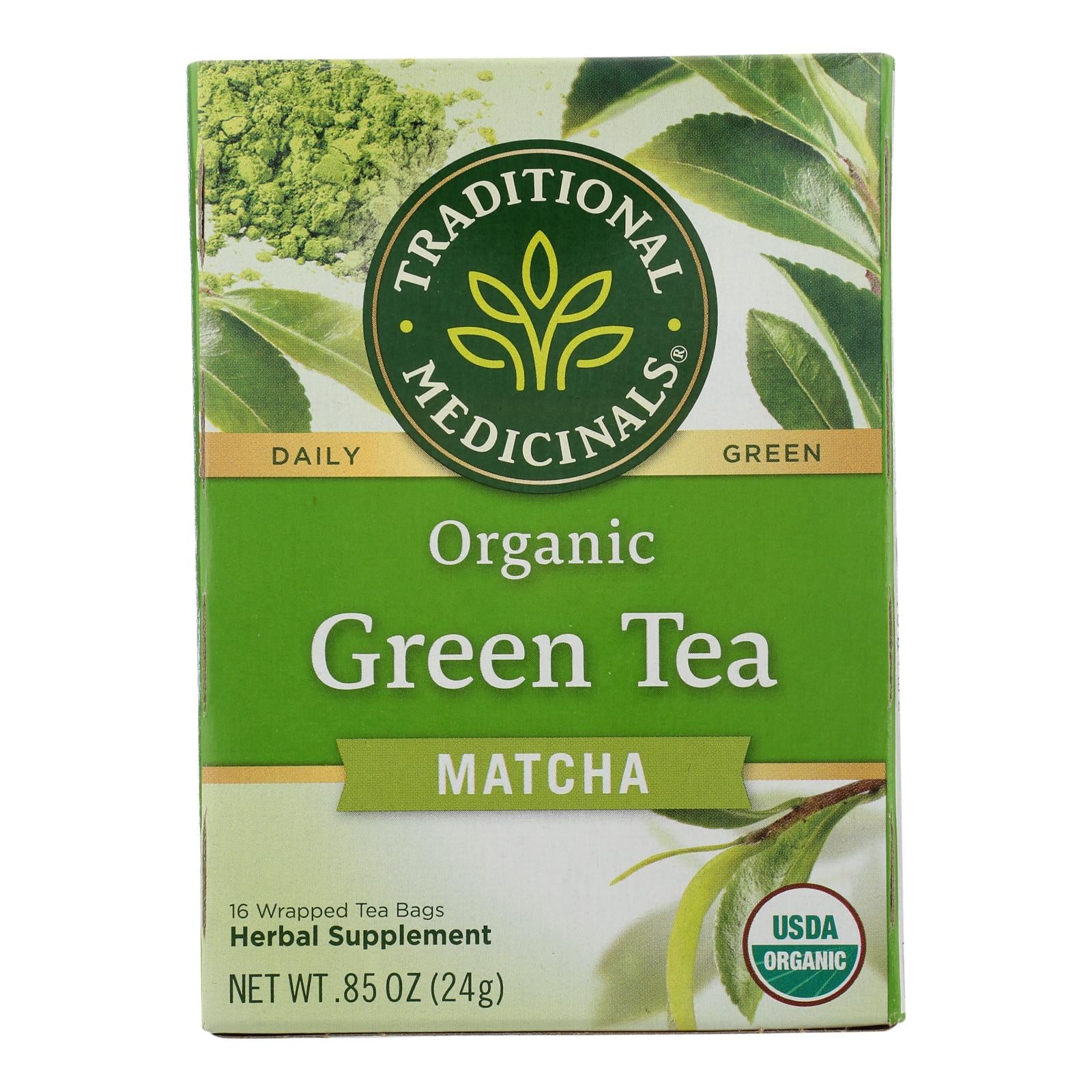 Traditional Medicinals - Green Tea Mtcha W/rce - Case Of 6 - 16 Bag (96 Count) - Whole Green Foods