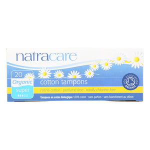 Natracare 100% Organic Cotton Tampons Super - 20 Tampons - Whole Green Foods