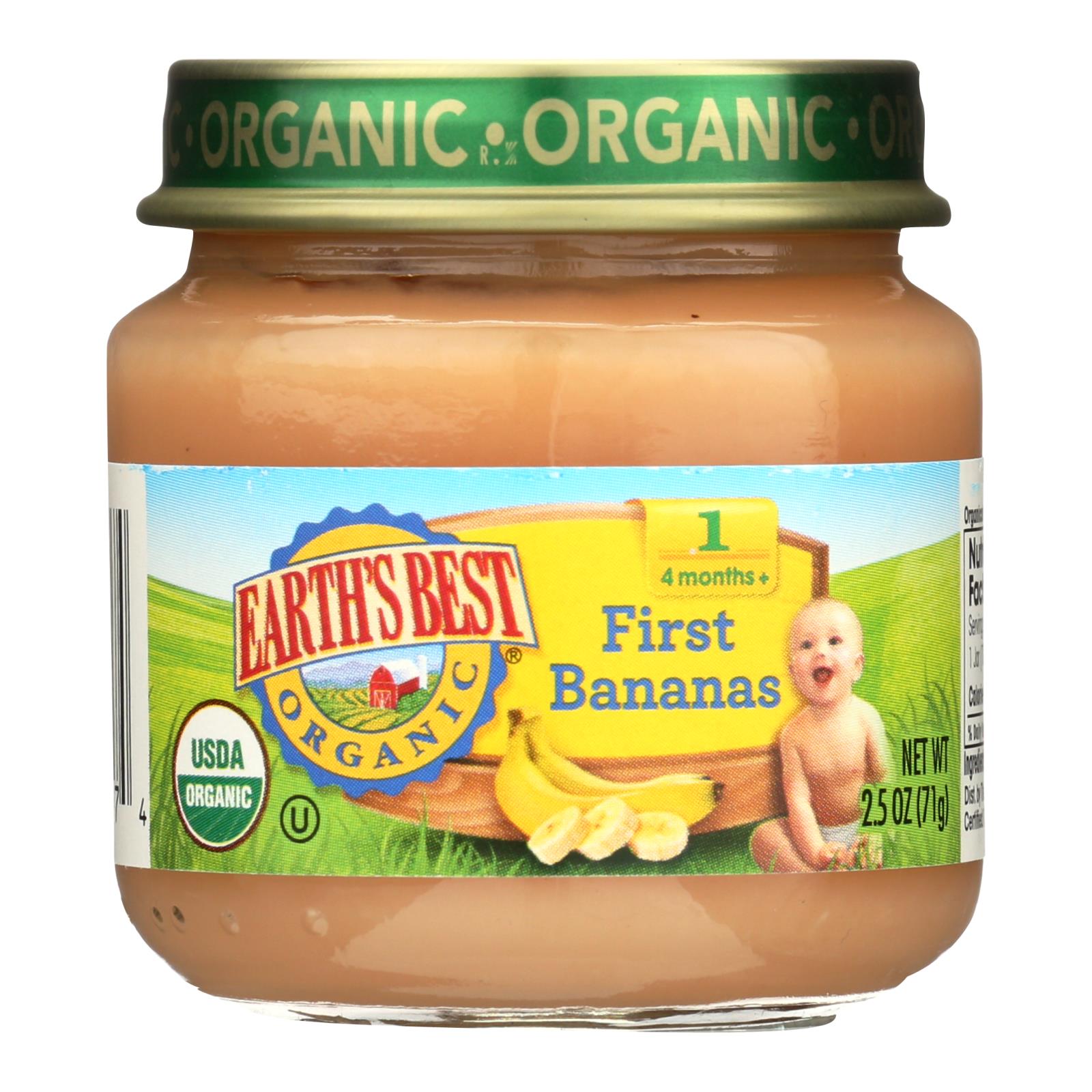 Earth's Best Organic First Bananas Baby Food - Stage 1 - Case Of 12 - 2.5 Oz. - Whole Green Foods