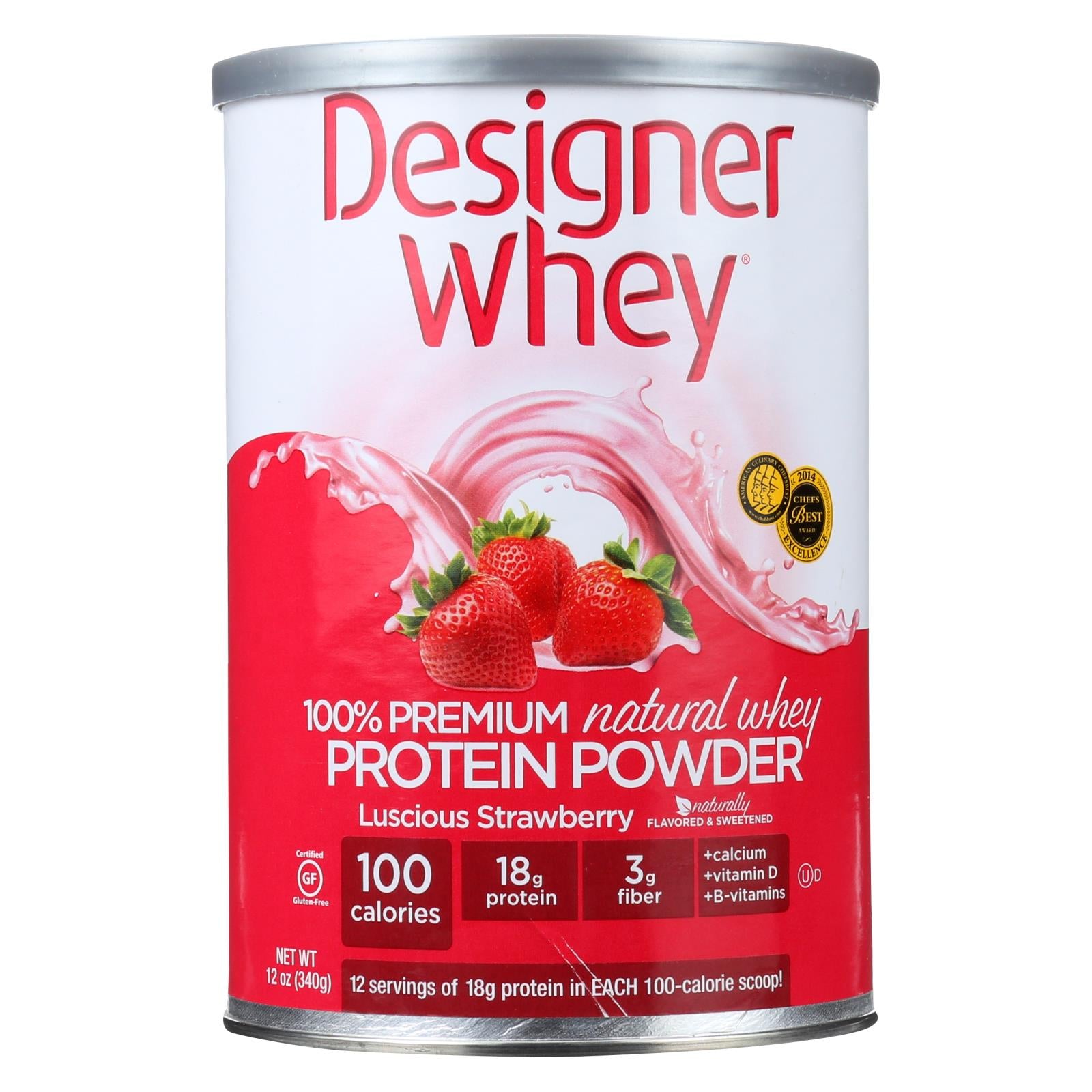 Designer Whey - Protein Powder - Natural Whey - Luscious Strawberry - 12 Oz - Whole Green Foods