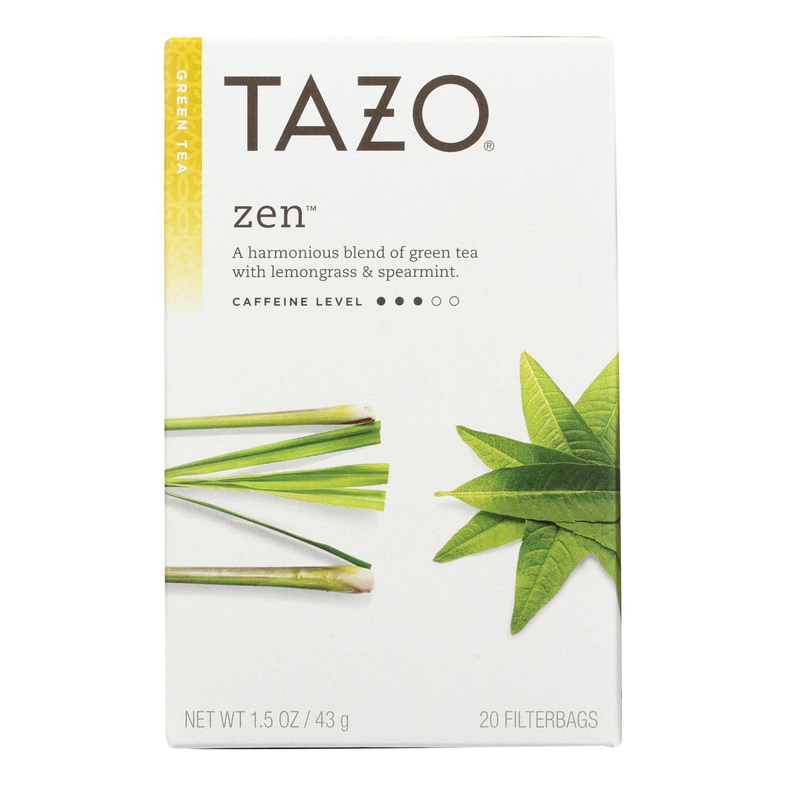 Tazo Tea Green Tea - Zen - Case Of 6 - 20 Bag - Whole Green Foods