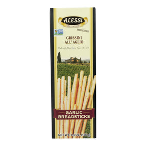 Alessi - Breadsticks - Garlic - Case Of 6 - 4.4 Oz - Whole Green Foods