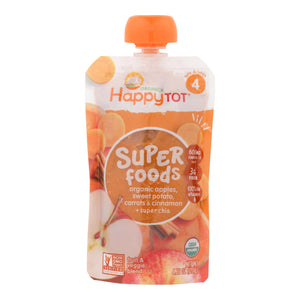 Happy Baby Happytot Organic Superfoods Sweet Potato Apple Carrot And Cinnamon - 4.22 Oz - Case Of 16 - Whole Green Foods