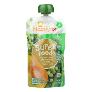 Happy Tot Toddler Food - Organic - Stage 4 - Green Beans Pear And Pea - 4.22 Oz - Case Of 16 - Whole Green Foods