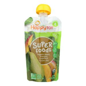 Happy Baby Happytot Organic Superfoods Spinach Mango And Pear - 4.22 Oz - Case Of 16 - Whole Green Foods