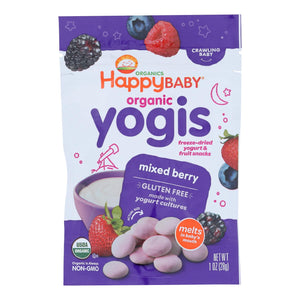 Happy Baby Happy Yogis Organic Superfoods Yogurt And Fruit Snacks Mixed Berry - 1 Oz - Case Of 8 - Whole Green Foods