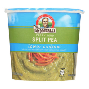 Dr. Mcdougall's Vegan Split Pea Lower Sodium Soup Cup - Case Of 6 - 1.9 Oz. - Whole Green Foods