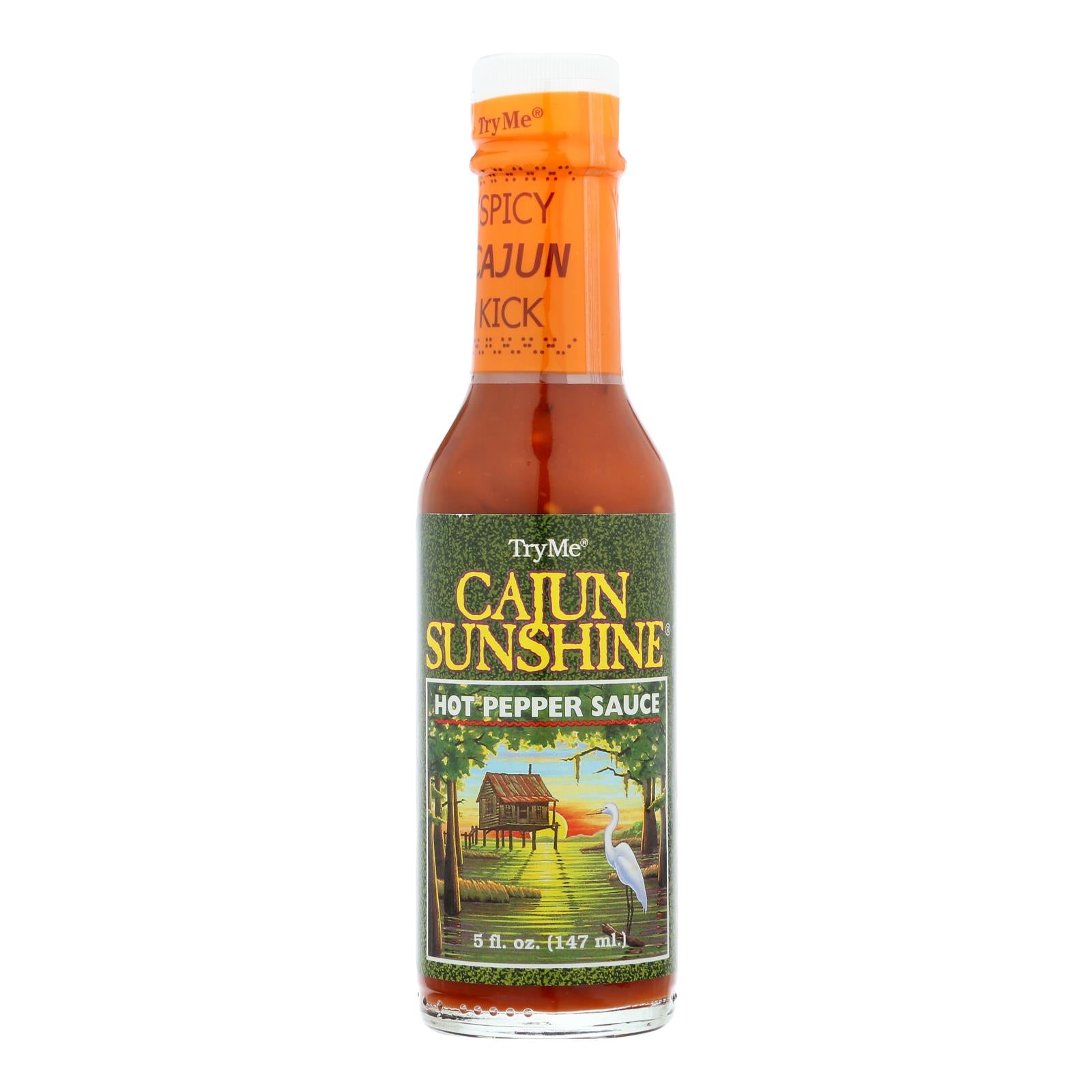 Try Me Cajun Sunshine - Hot Pepper Sauce - Case Of 6 - 5 Oz. - Whole Green Foods