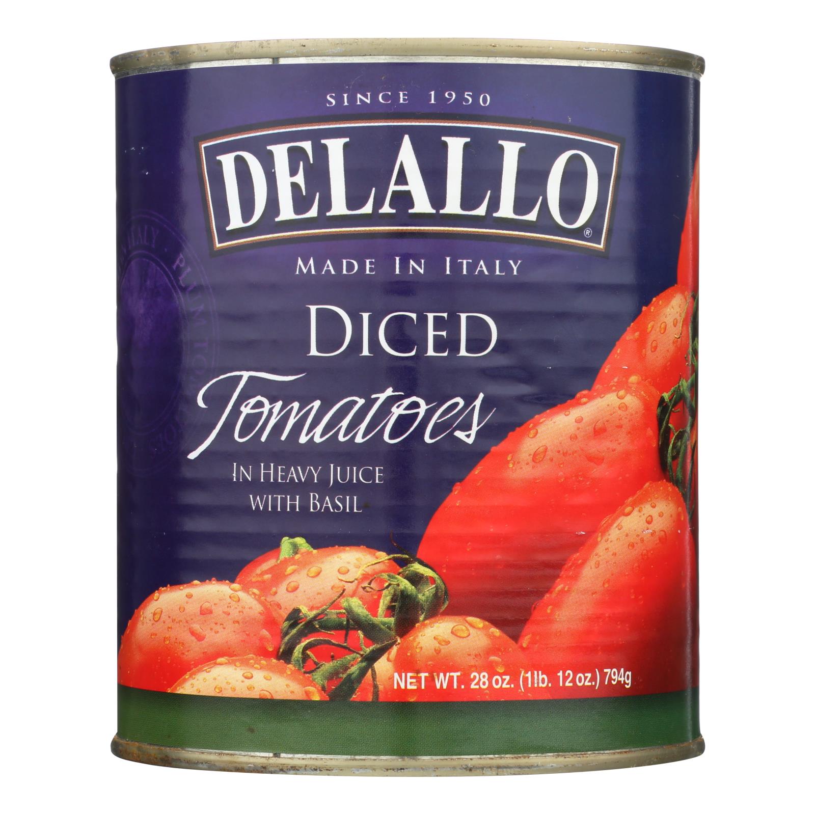 Delallo Imported Italian Diced Tomatoes  - Case Of 12 - 28 Oz - Whole Green Foods
