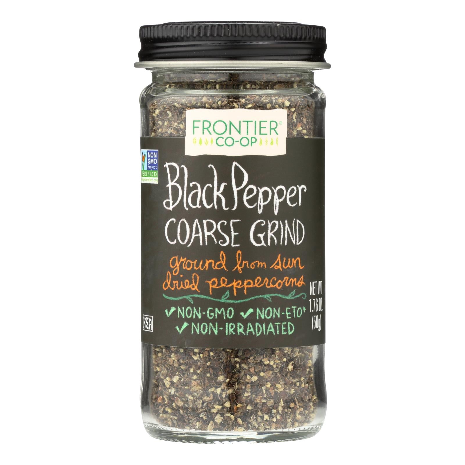 Frontier Herb Pepper - Black - Coarse Grind - 1.76 Oz - Whole Green Foods