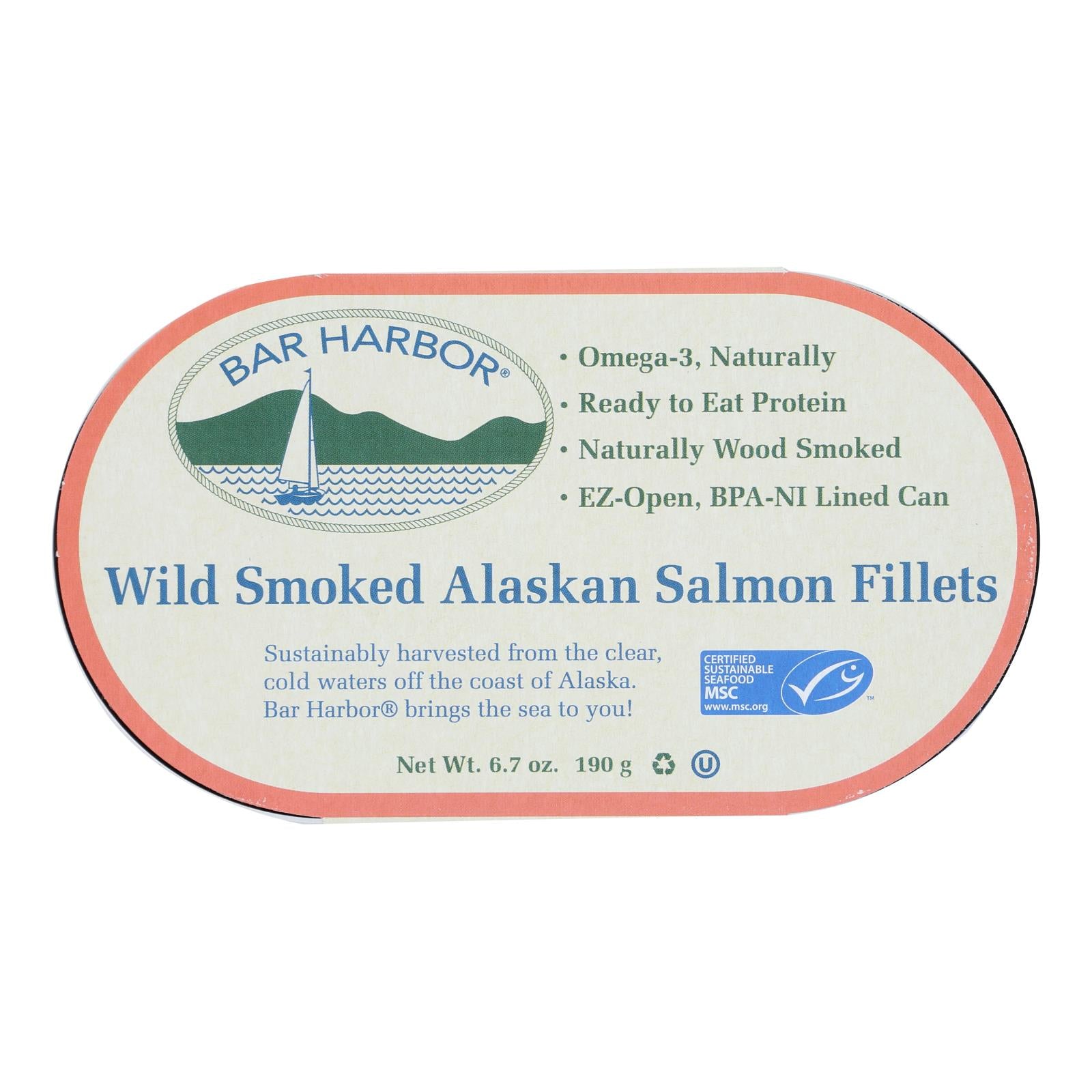 Bar Harbor - Salmon Fillets Wild Smoked Ak - Case Of 12-6.7 Oz - Whole Green Foods