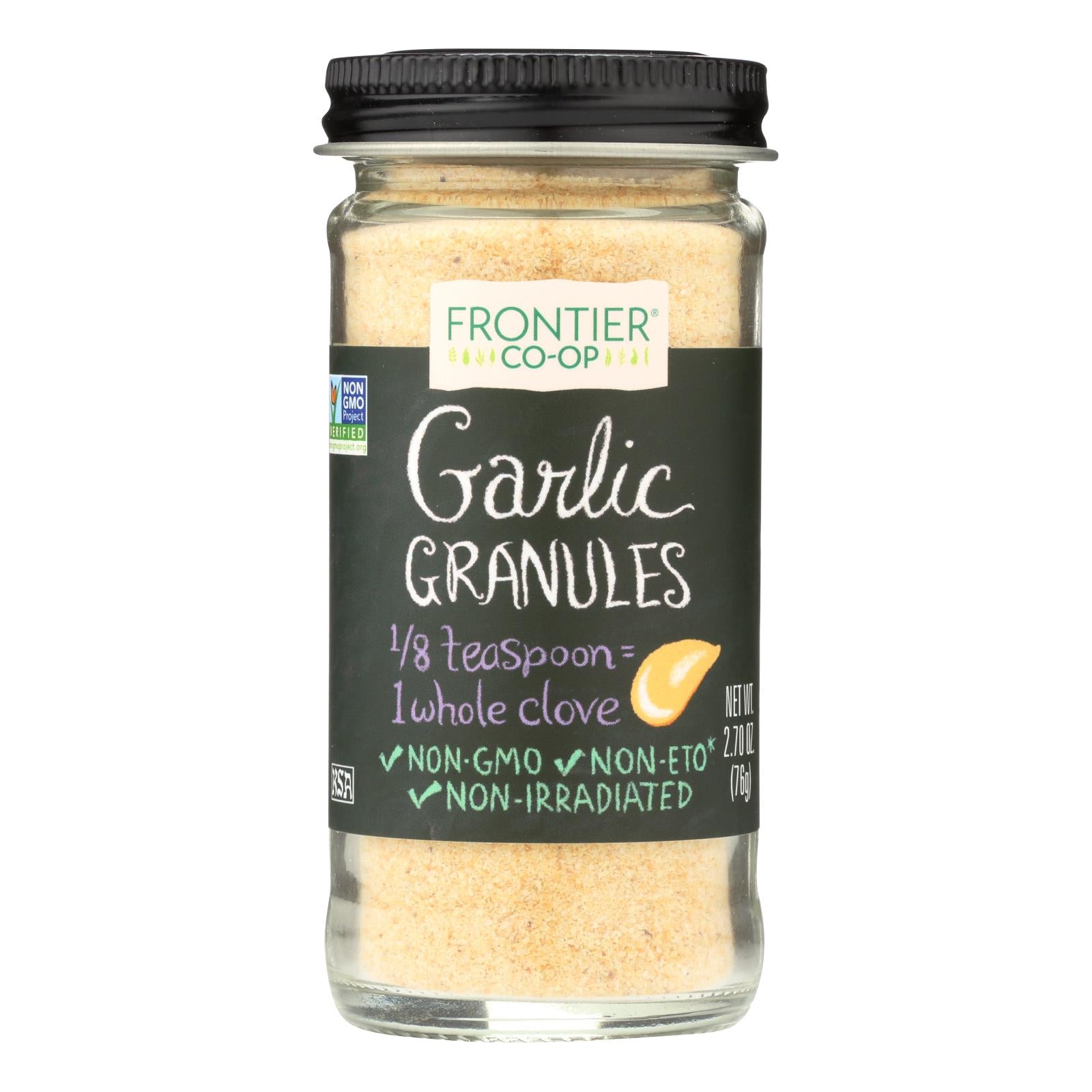 Frontier Herb Garlic - Granules - 2.70 Oz - Whole Green Foods