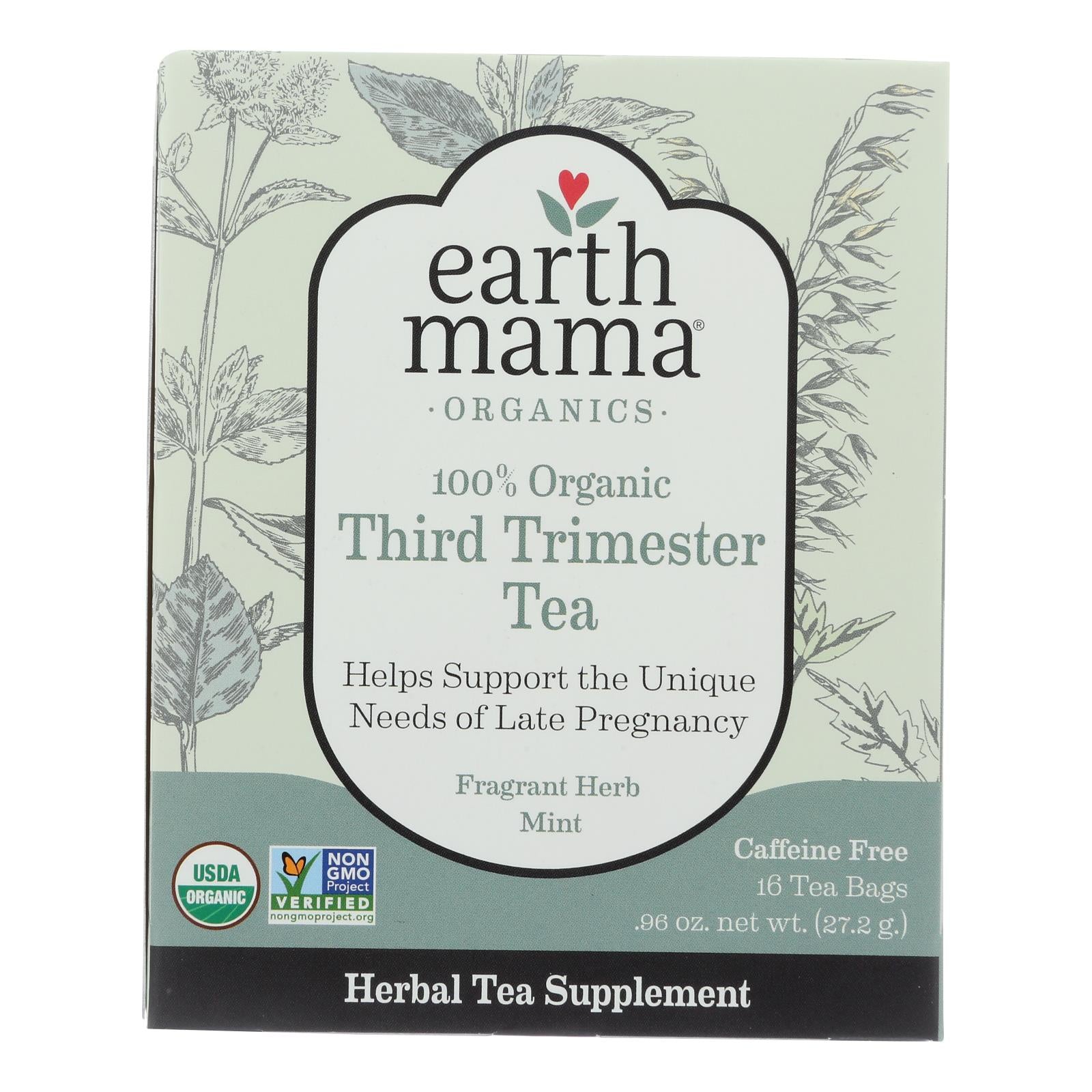 Earth Mama Angel Baby Third Trimester Tea - 16 Tea Bags - Whole Green Foods