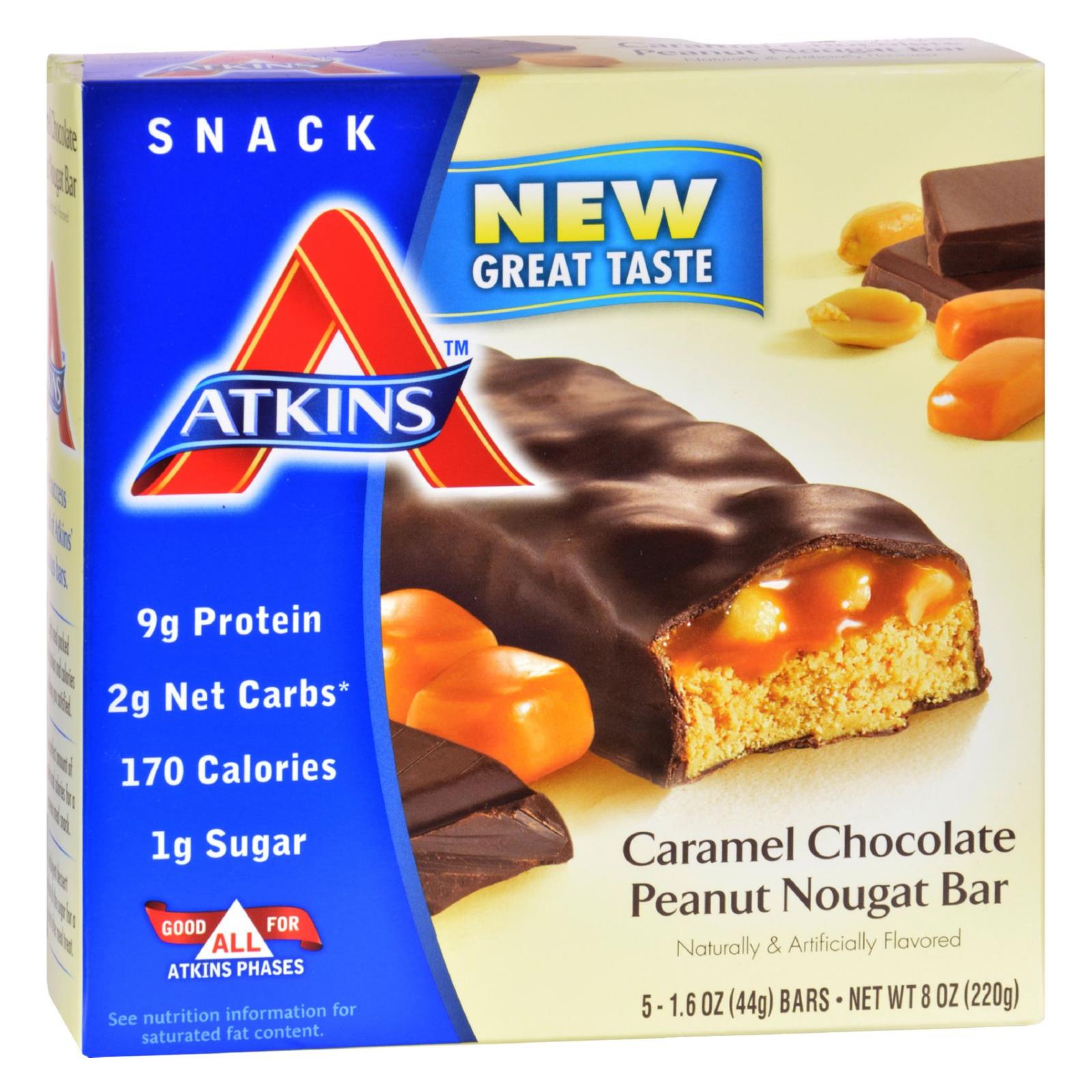 Atkins Advantage Bar Caramel Chocolate Peanut Nougat - 5 Bars - Whole Green Foods