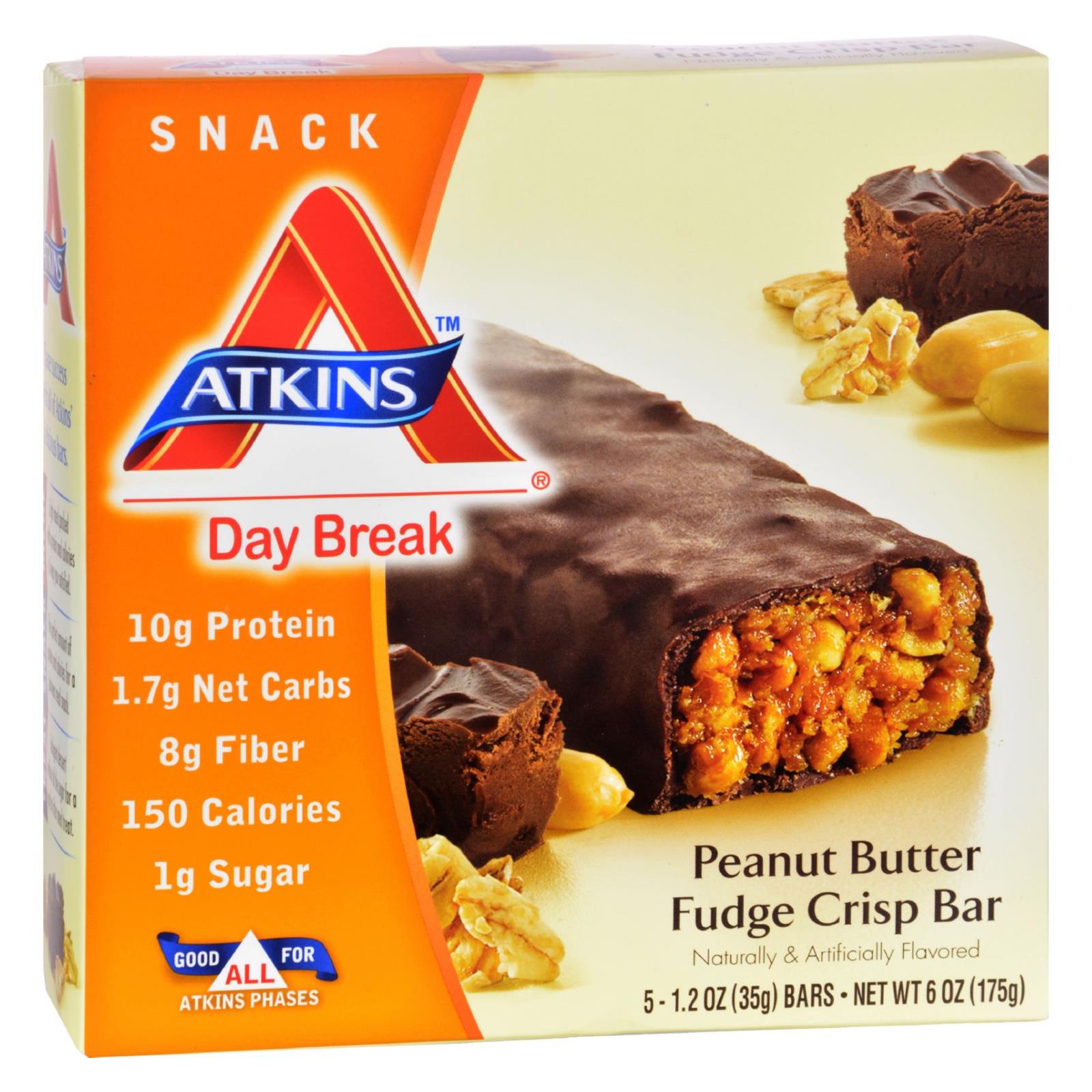 Atkins Day Break Bar Peanut Butter Fudge Crisp - 5 Bars - Whole Green Foods