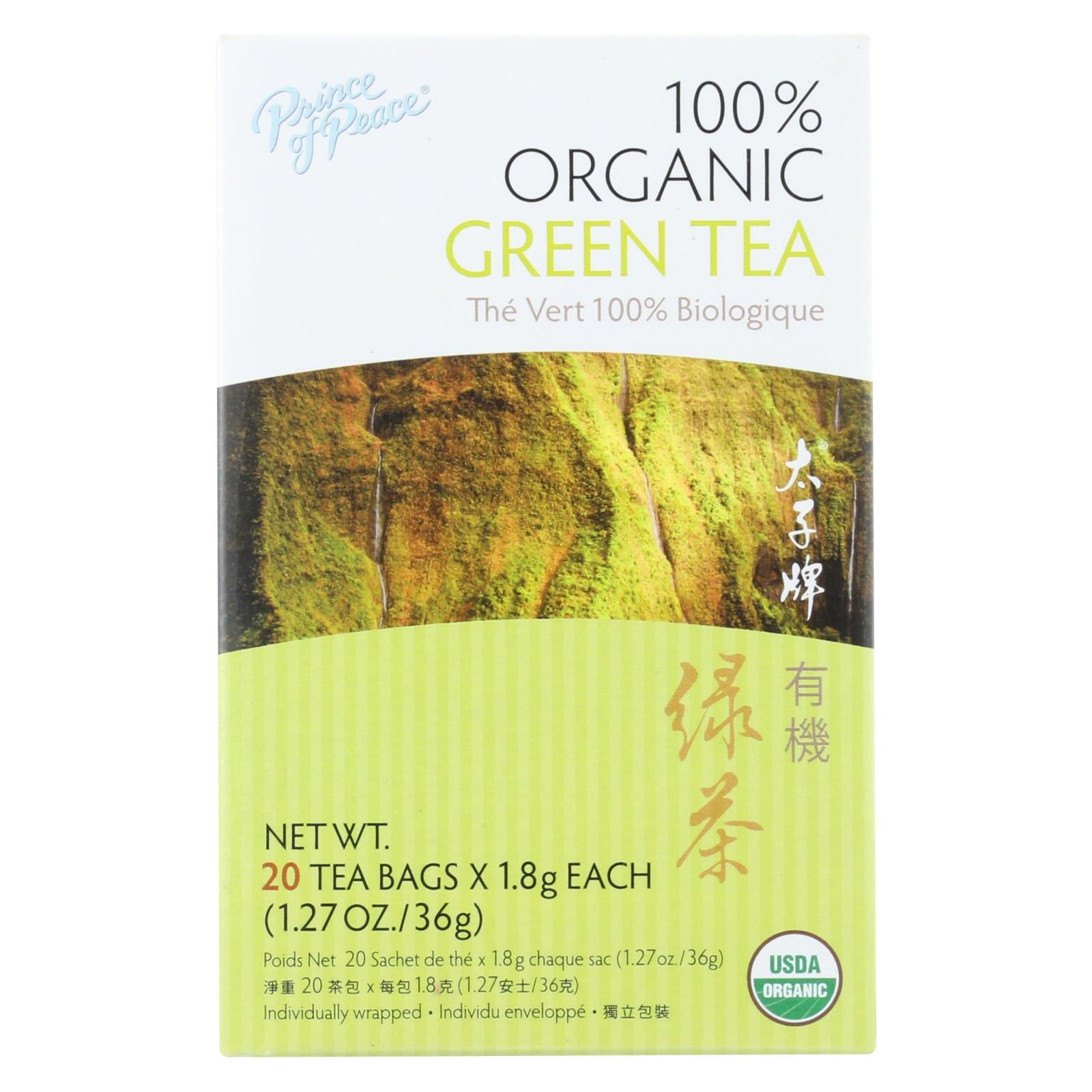 Prince Of Peace Organic Green Tea - 20 Tea Bags - Whole Green Foods