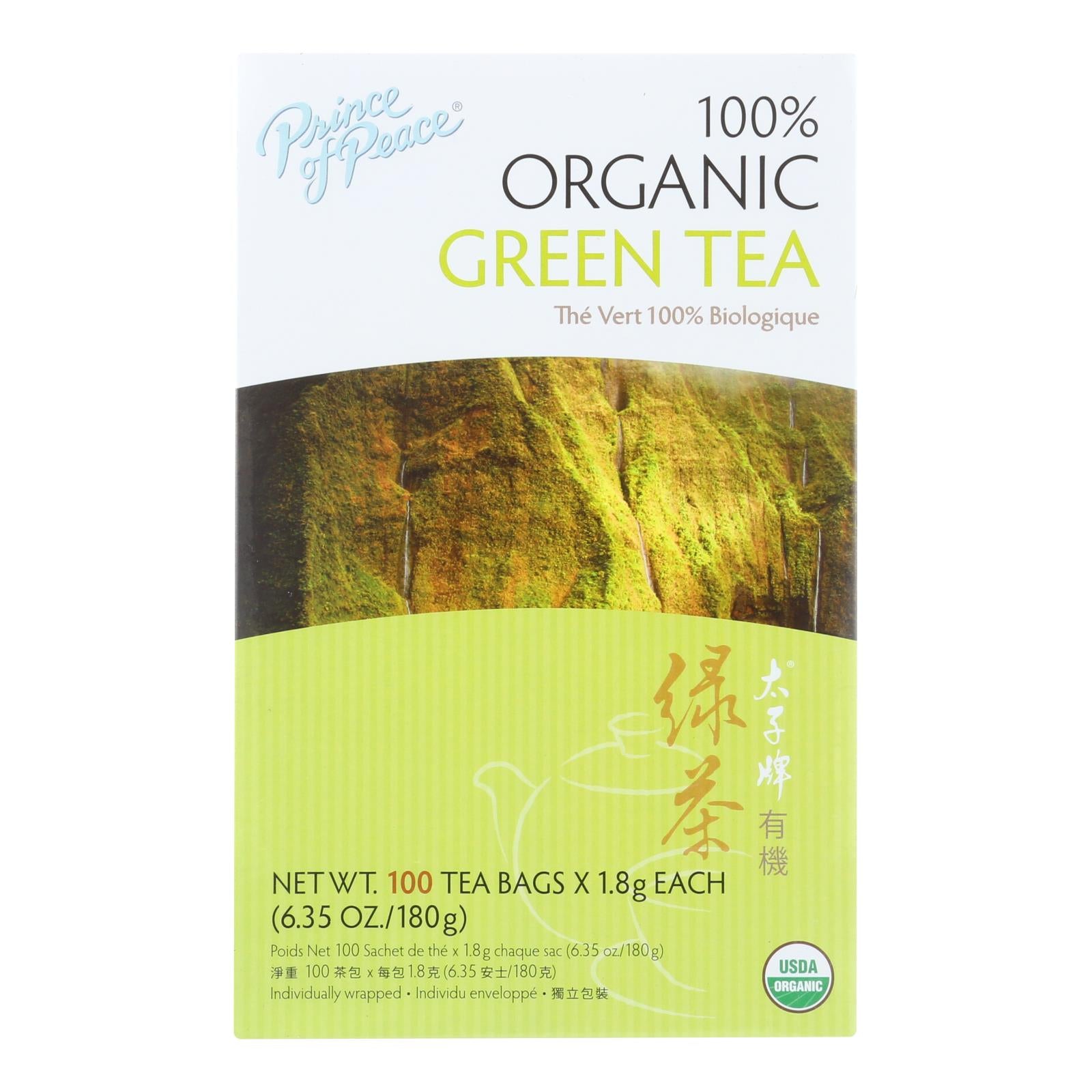 Prince Of Peace Organic Green Tea - 100 Tea Bags - Whole Green Foods