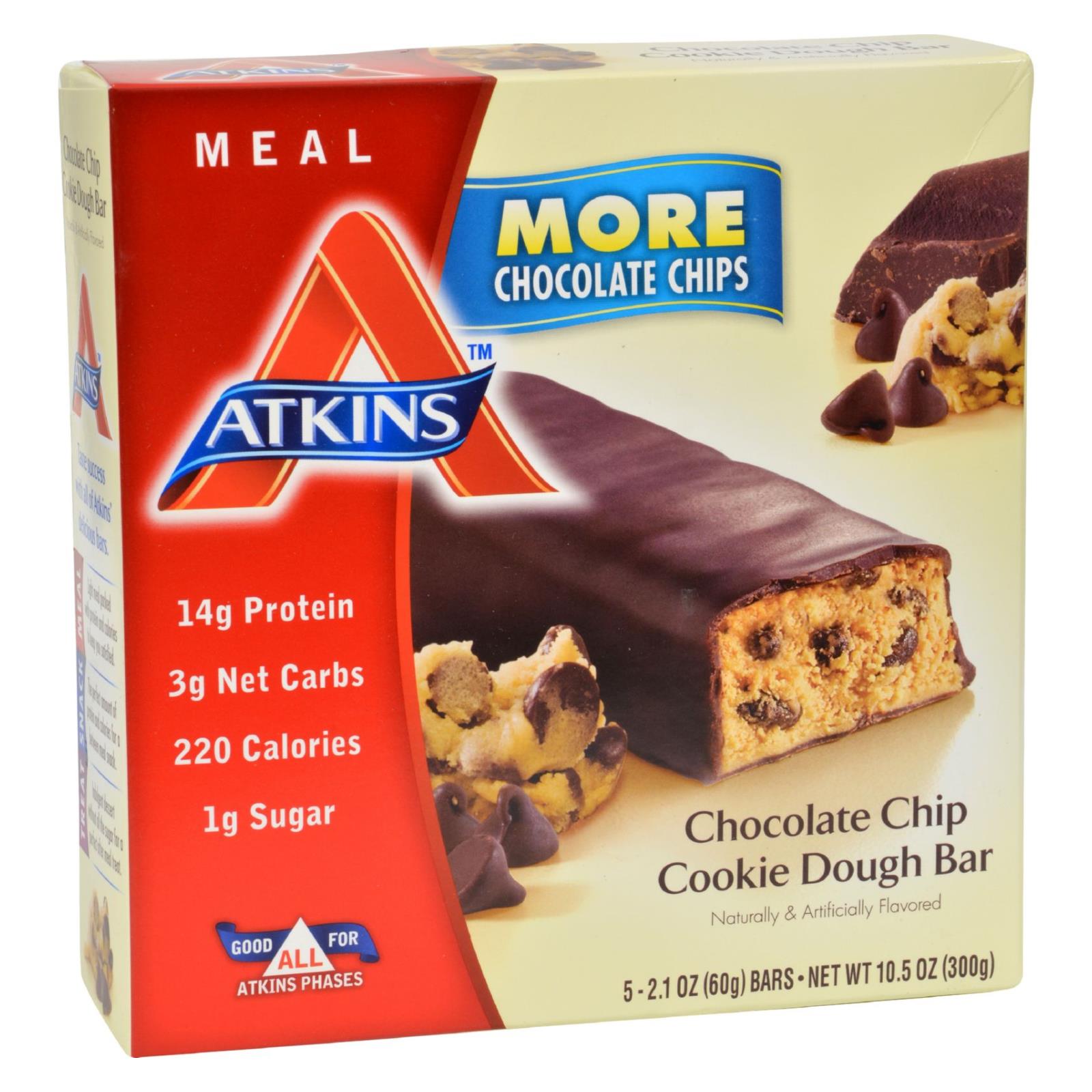 Atkins Advantage Bar Chocolate Chip Cookie Dough - 5 Bars - Whole Green Foods