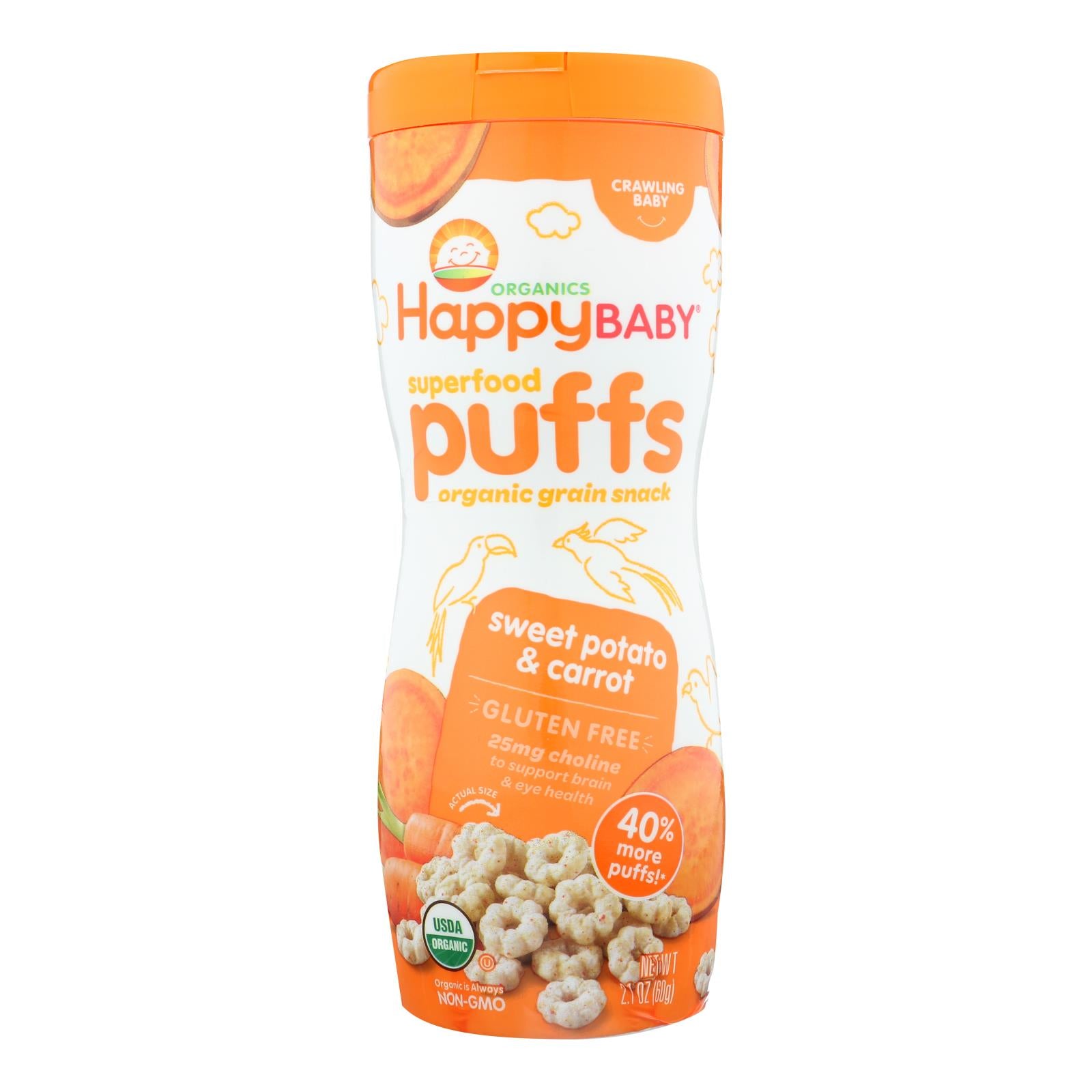 Happy Baby Happy Puffs Sweet Potato - 2.1 Oz - Case Of 6 - Whole Green Foods
