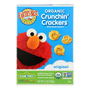 Earth's Best Organic Original Sesame Street Crunchin' Crackers - Case Of 6 - 5.3 Oz. - Whole Green Foods