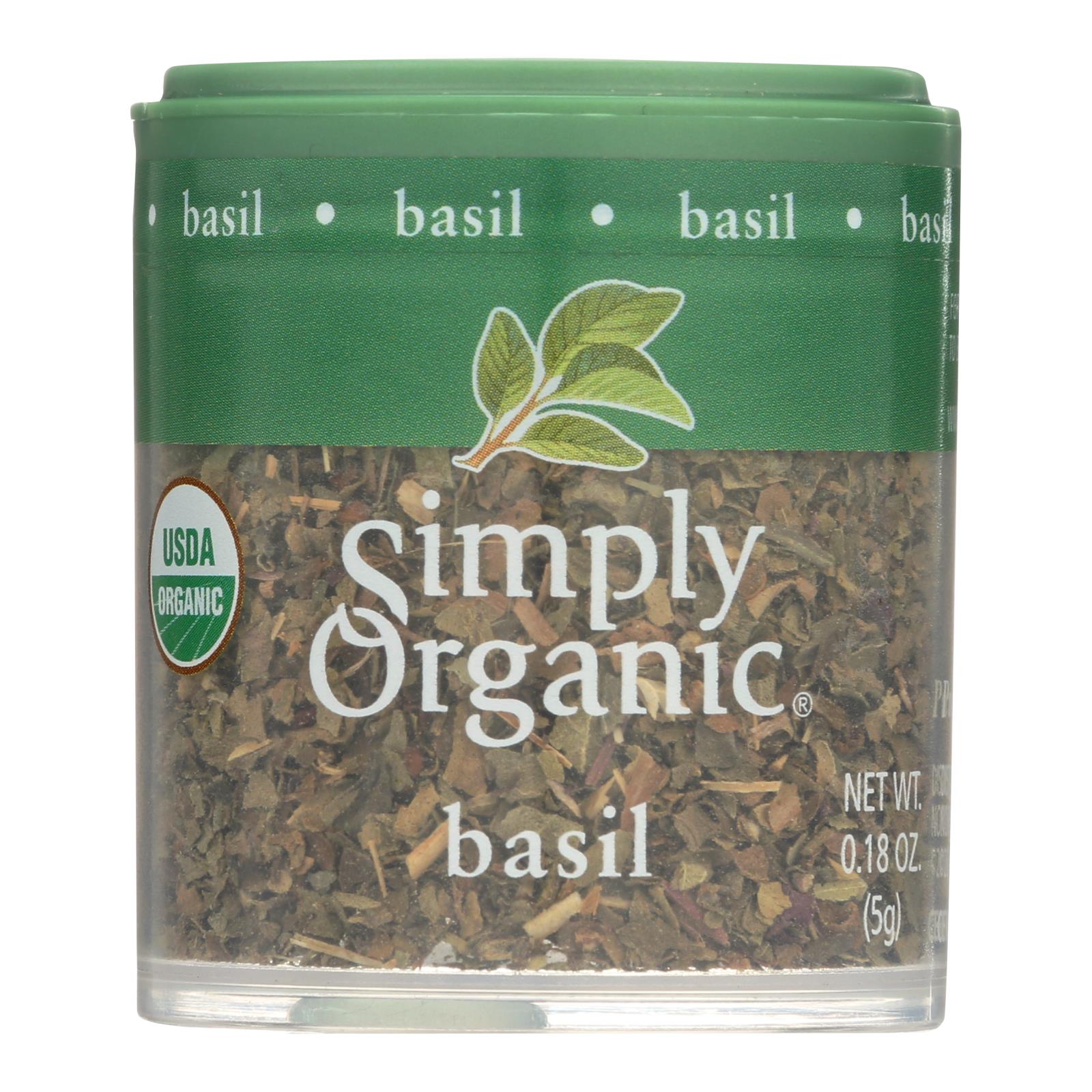 Simply Organic Basil Leaf - Organic - Sweet - Cut And Sifted - .18 Oz - Case Of 6 - Whole Green Foods