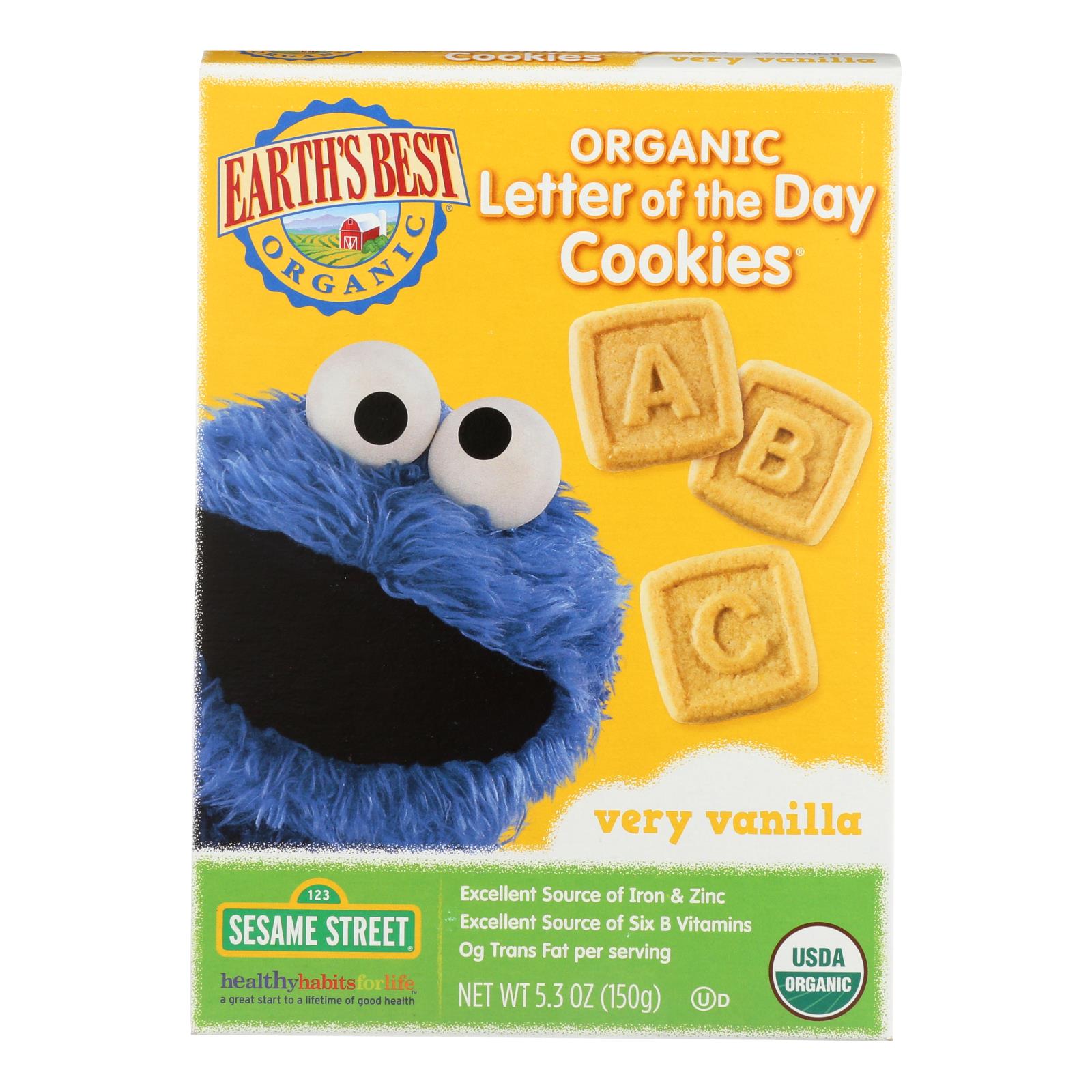 Earth's Best Organic Letter Of The Day Very Vanilla Cookies - Case Of 6 - 5.3 Oz. - Whole Green Foods