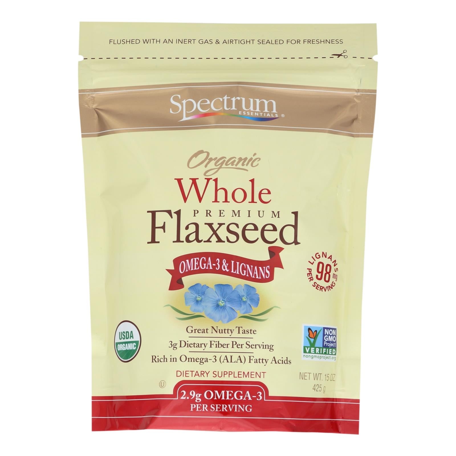 Spectrum Essentials Organic Whole Flaxseed - 15 Oz - Whole Green Foods