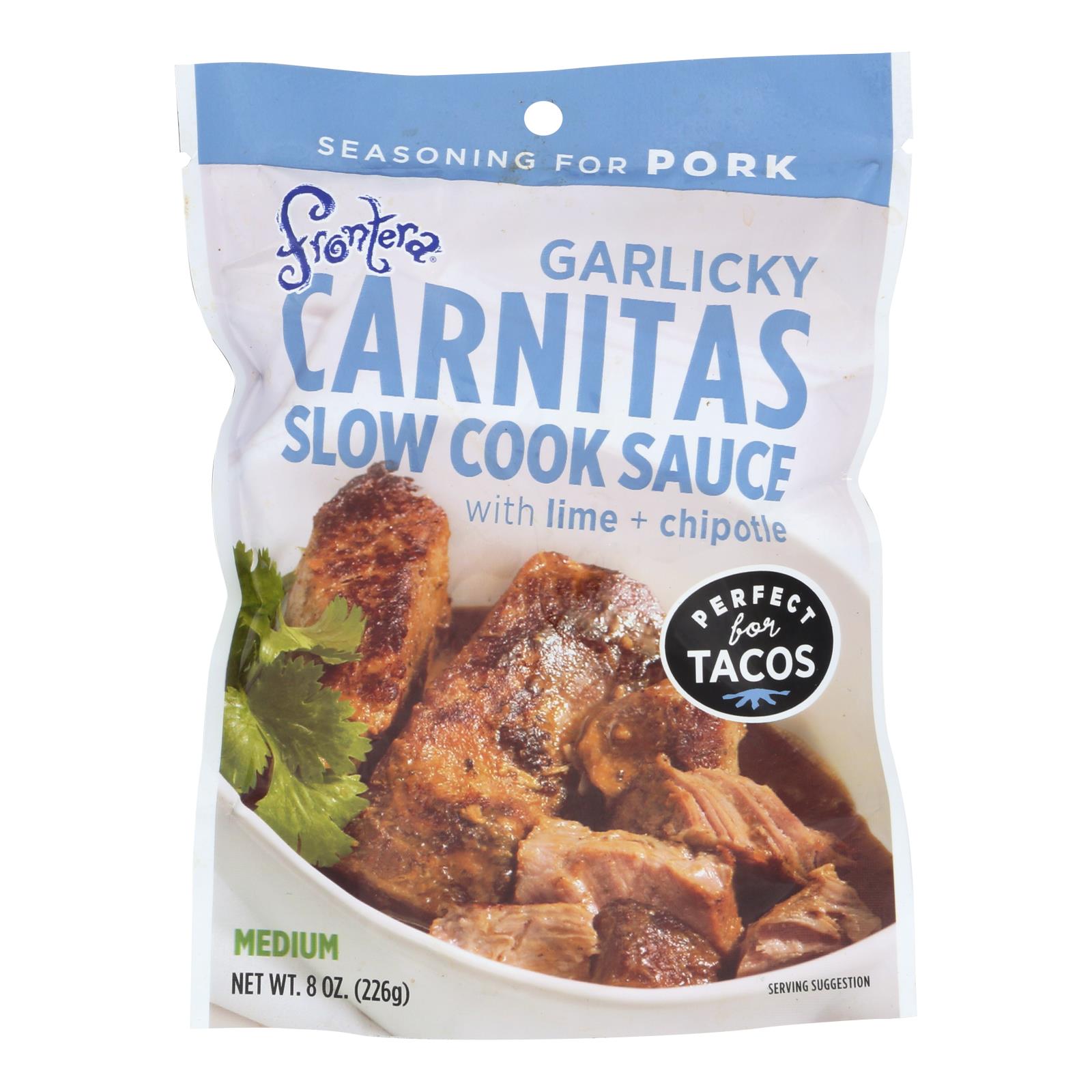 Frontera Foods Garlicky Carnitas Slow Cook Sauce - Garlicky Carnitas - Case Of 6 - 8 Oz. - Whole Green Foods