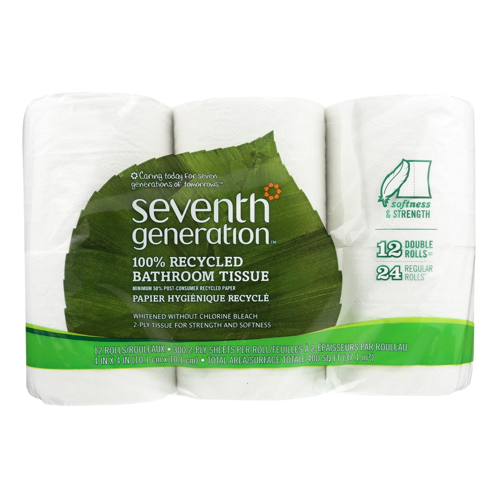 Seventh Generation Bathroom Tissue - Case Of 4 - 300 Count - Whole Green Foods