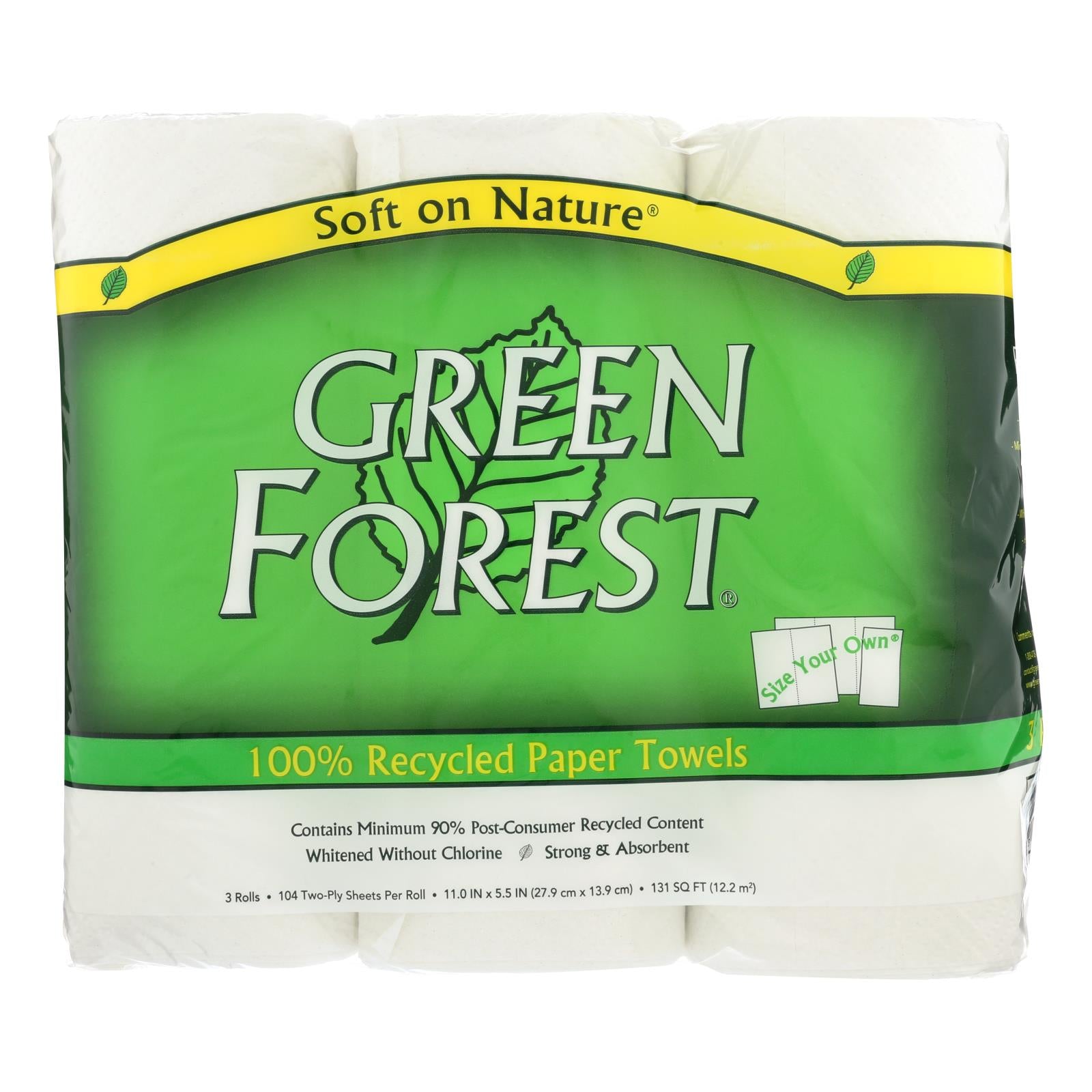 Green Forest Premium Paper Towels - White - Case Of 10 - 3 Roll - Whole Green Foods