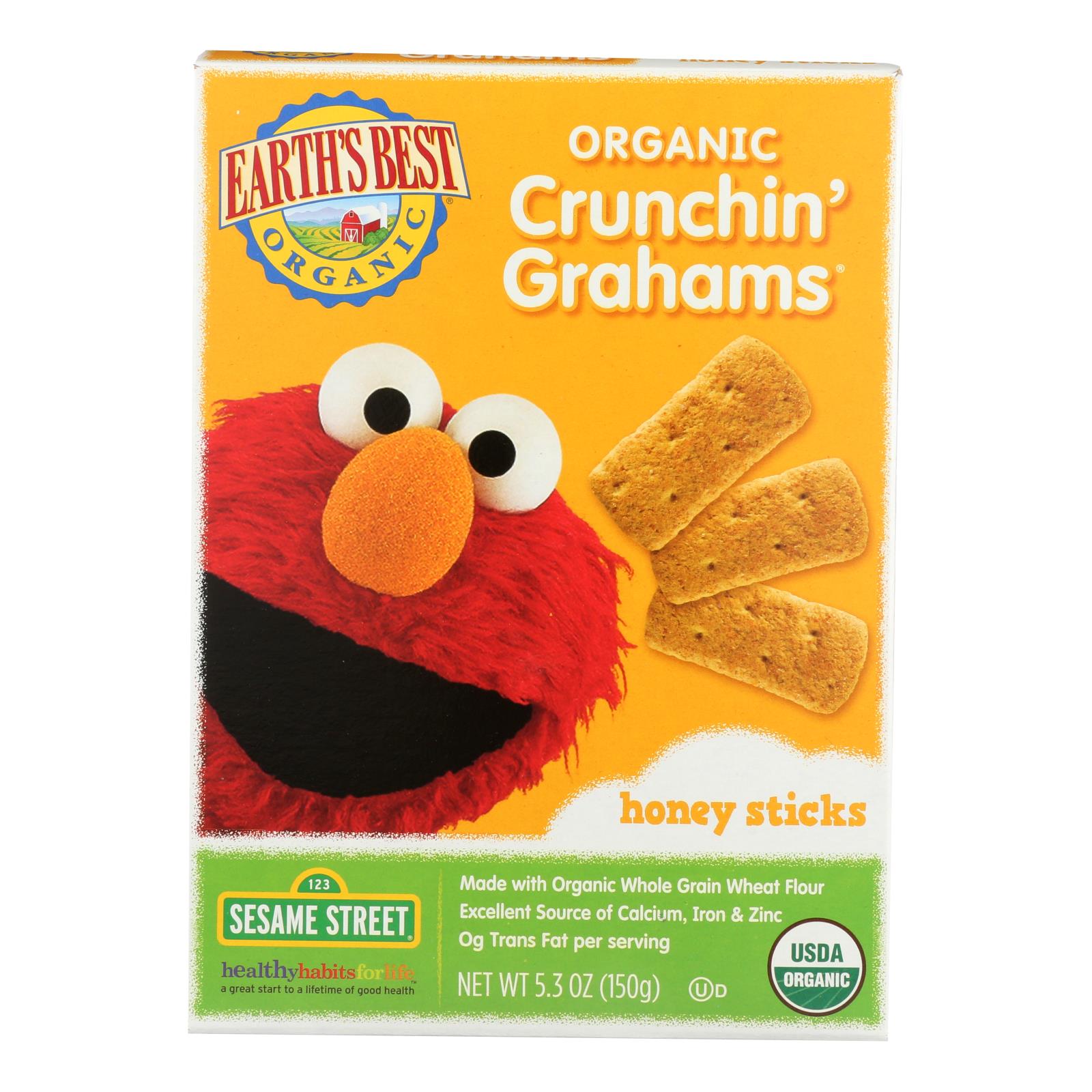 Earth's Best Organic Crunchin' Grahams Honey Sticks - Case Of 6 - 5.3 Oz. - Whole Green Foods