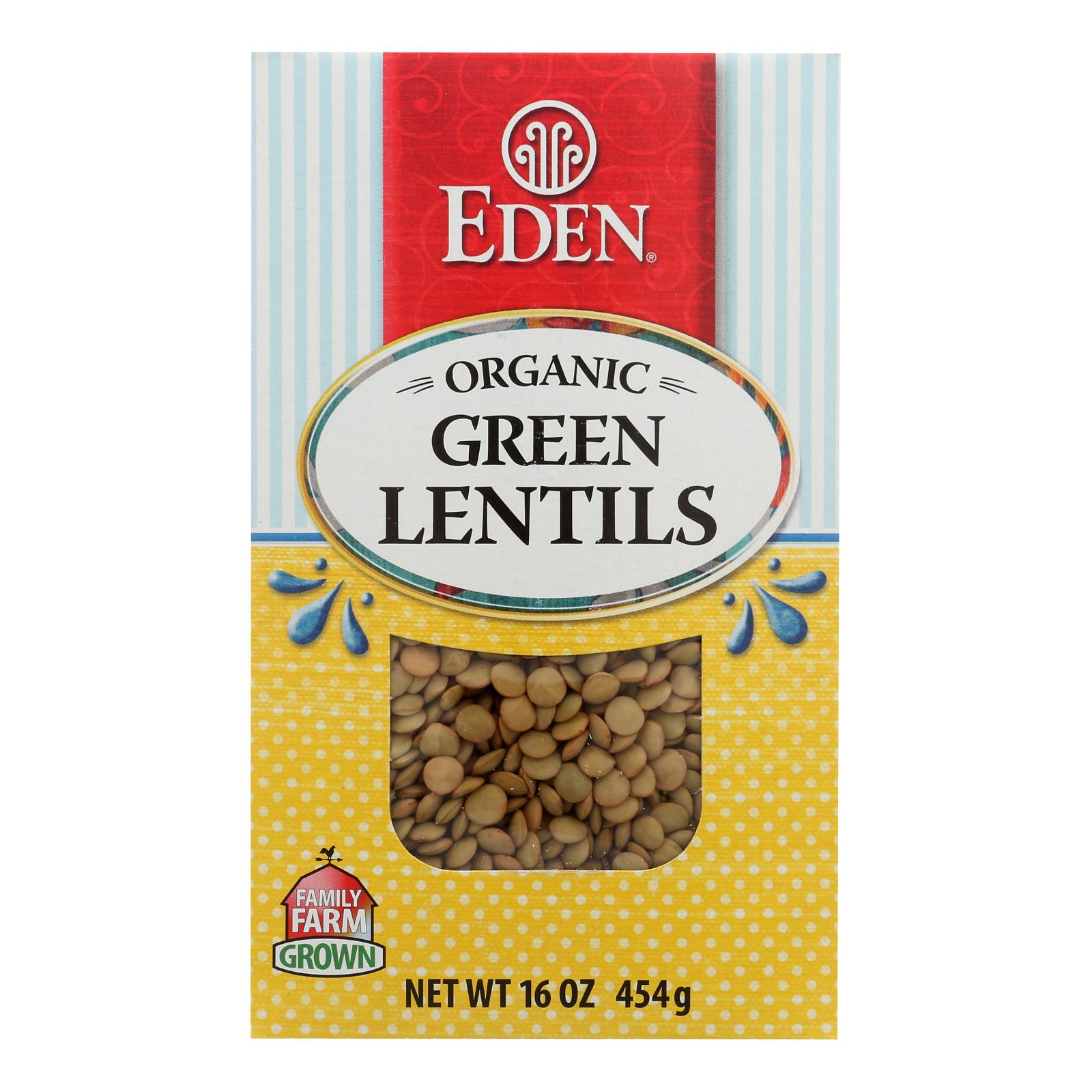 Eden Foods - Beans Green Lentils Dry - Case Of 12 - 16 Oz - Whole Green Foods