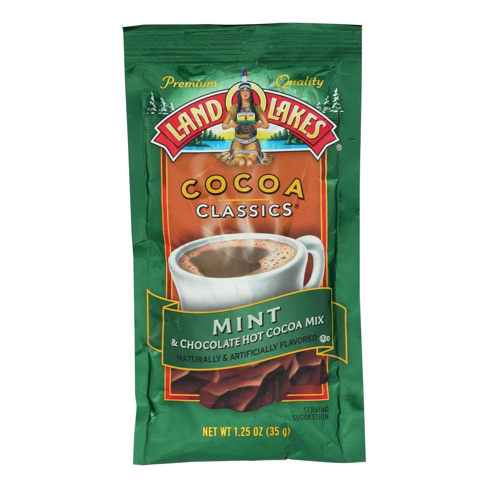 Land O Lakes Cocoa Classic Mix - Mint And Chocolate - 1.25 Oz - Case Of 12 - Whole Green Foods