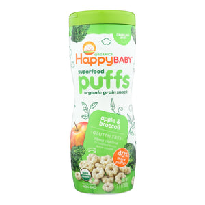Happy Baby Organic Puffs Apple - 2.1 Oz - Case Of 6 - Whole Green Foods