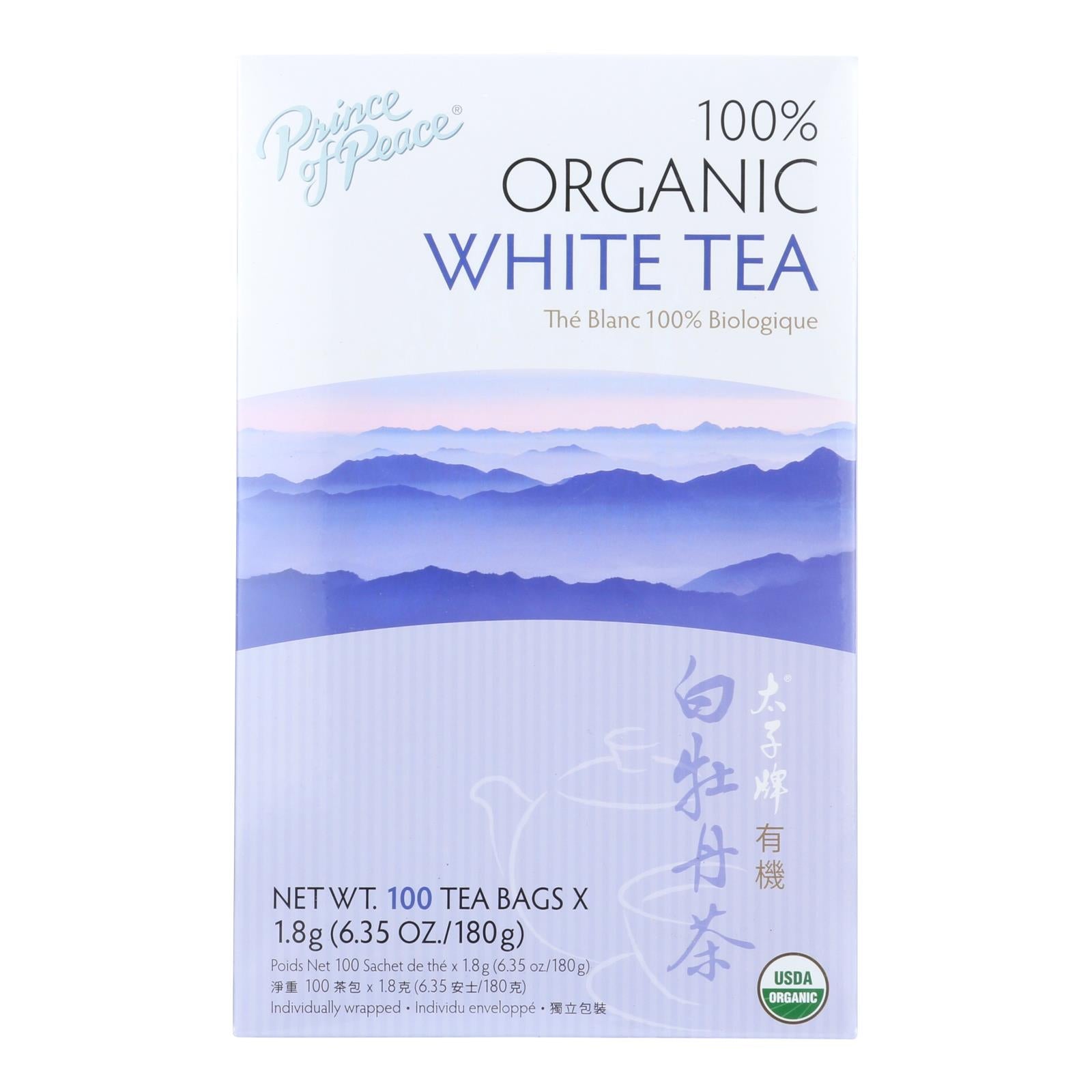 Prince Of Peace Organic Premium Peony White Tea - 100 Tea Bags - Whole Green Foods