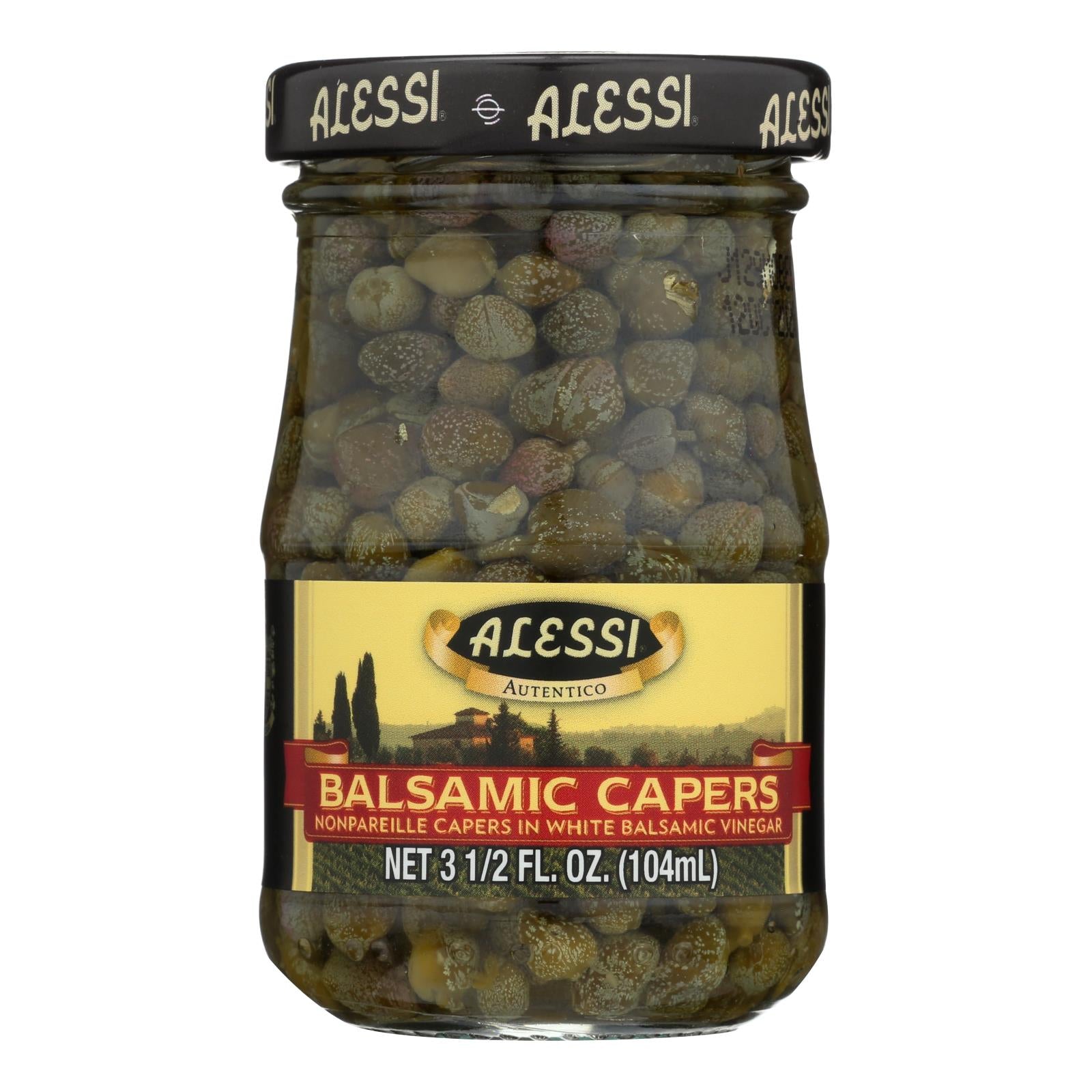 Alessi - Capers In White Balsamic Vinegar - 3.5 Oz - Case Of 6 - Whole Green Foods