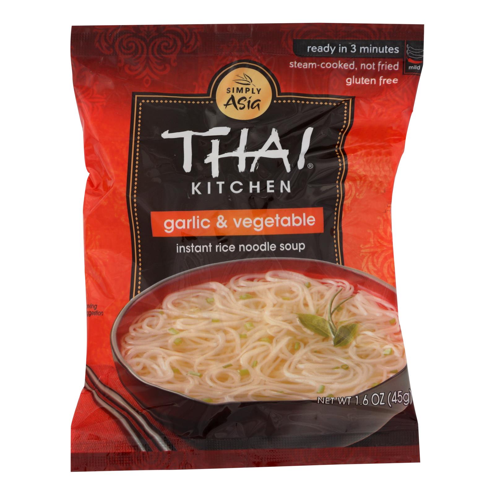 Thai Kitchen Instant Rice Noodle Soup - Garlic And Vegetable - Mild - 1.6 Oz - Case Of 6 - Whole Green Foods
