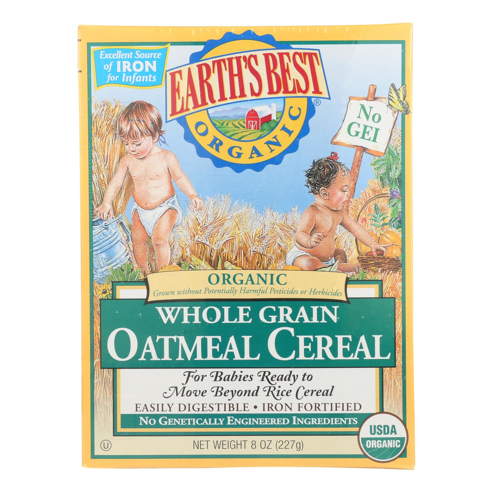 Earth's Best Organic Whole Grain Oatmeal Infant Cereal - Case Of 12 - 8 Oz. - Whole Green Foods