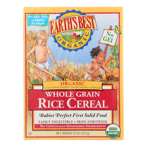 Earth's Best Organic Whole Grain Rice Infant Cereal - Case Of 12 - 8 Oz. - Whole Green Foods