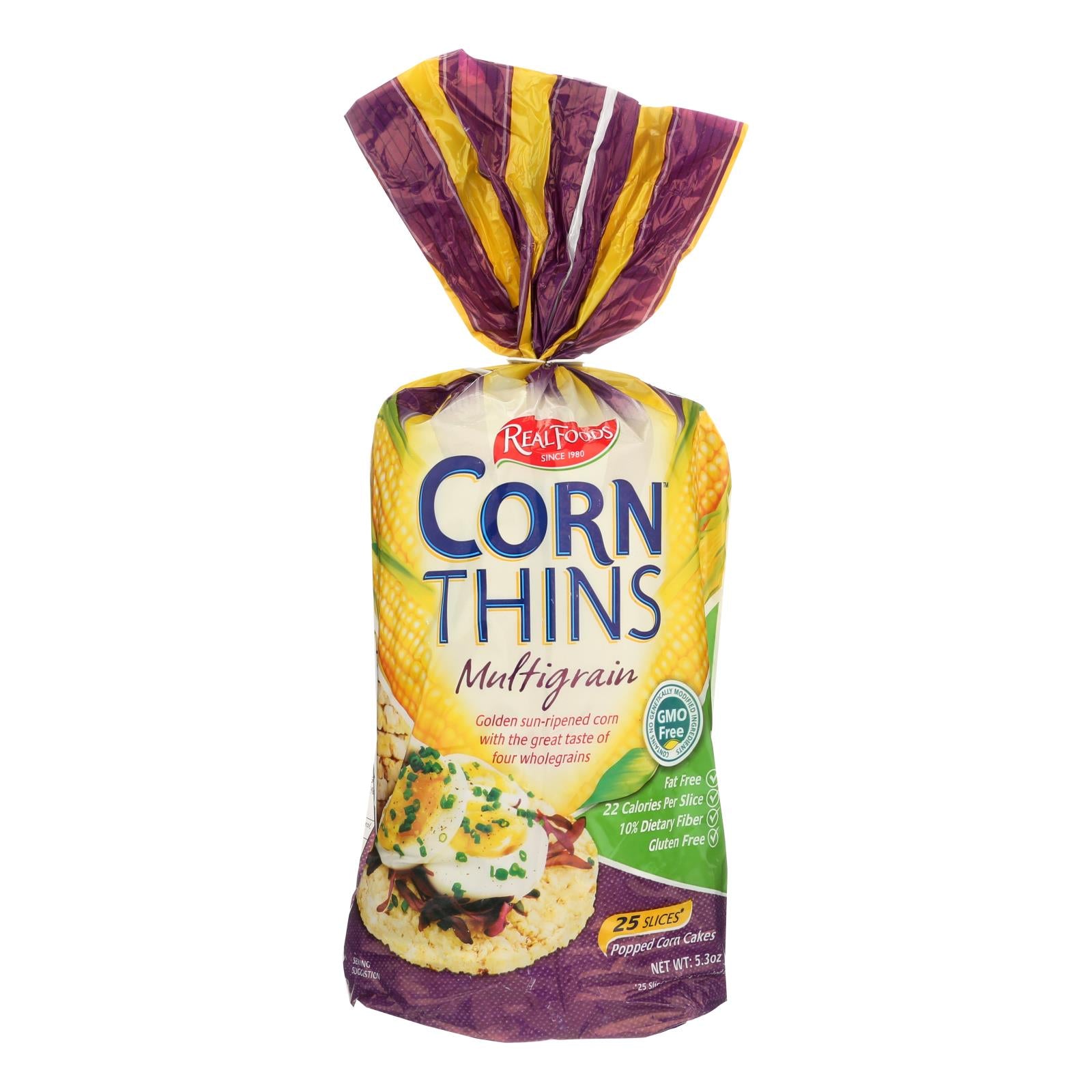 Real Foods Organic Corn Thins - Multigrain - Case Of 6 - 5.3 Oz. - Whole Green Foods