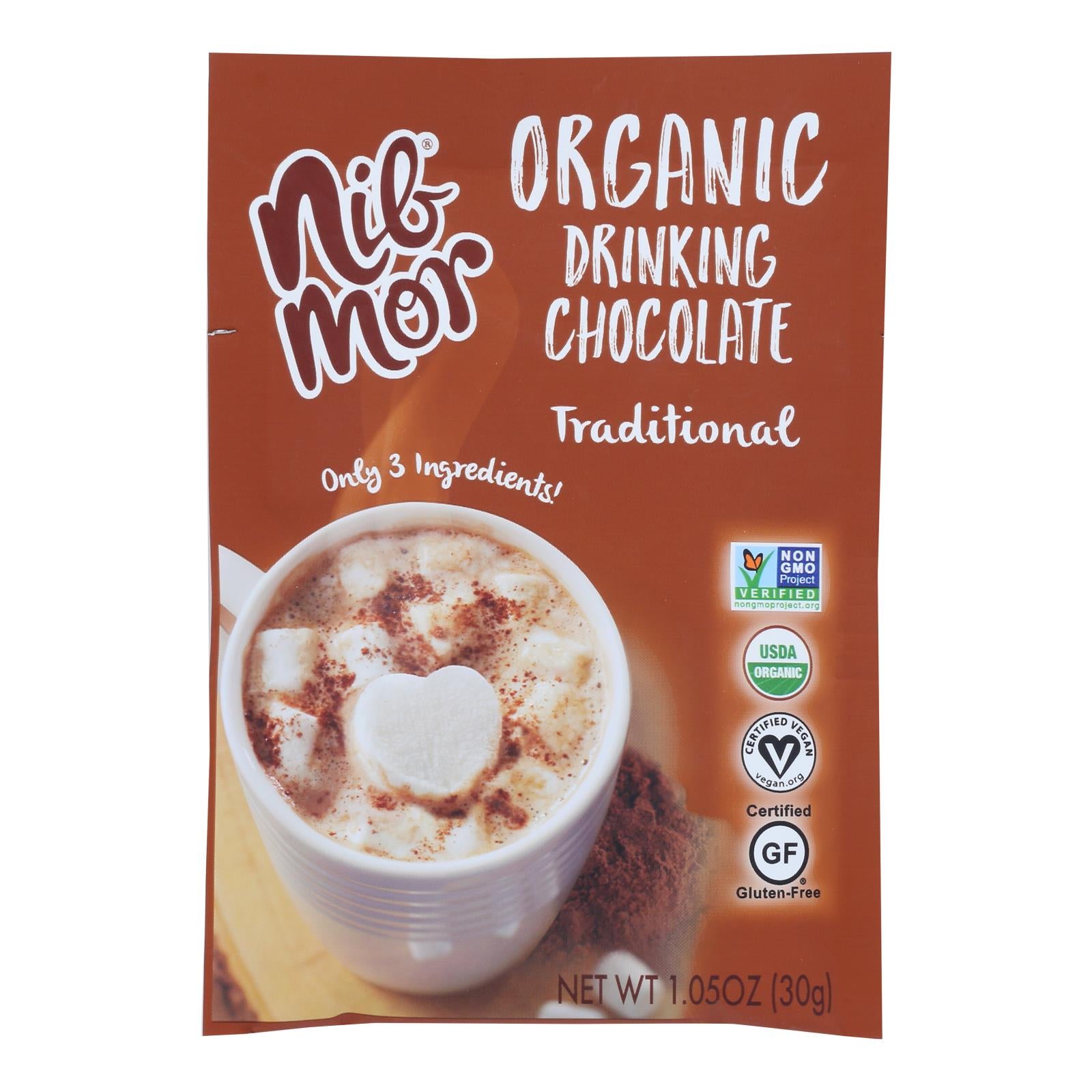 Nibmor Organic Drinking Chocolate Mix - Traditional - 1.05 Oz - Case Of 6 - Whole Green Foods