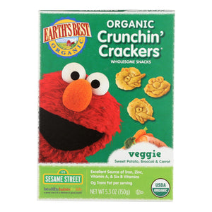 Earths Best Crackers - Organic - Crunchin Crackers - Veggie - Snack - 5.3 Oz - Case Of 6 - Whole Green Foods