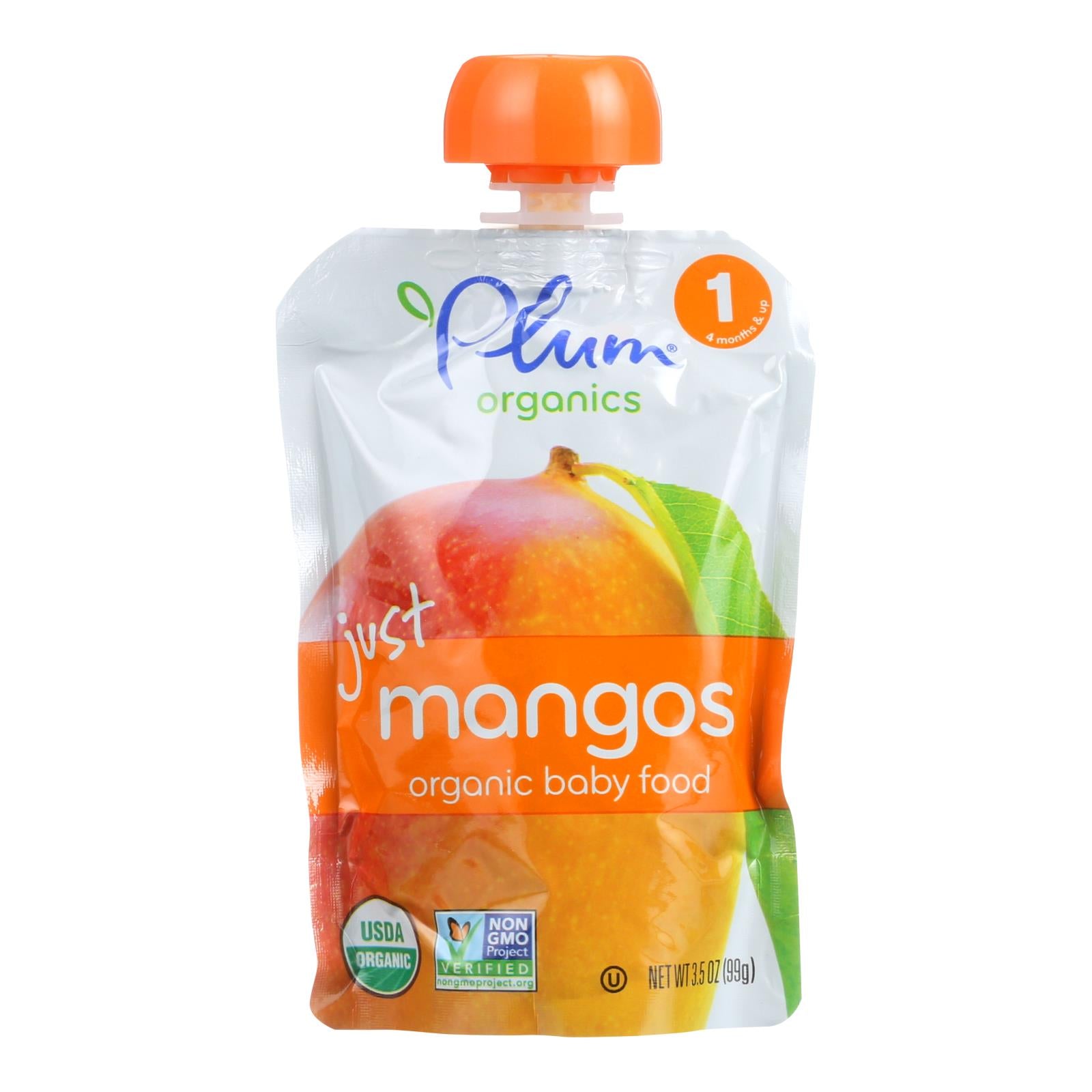 Plum Organics Just Fruit - Organic - Mangoes - Stage 1 - 4 Months And Up - 3.5 Oz - Case Of 6 - Whole Green Foods