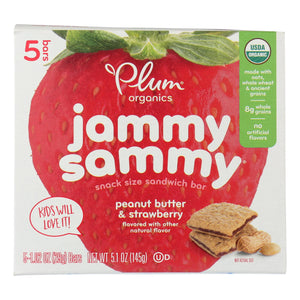 Plum Kids Jammy Sammy Snacks - Strawberry Jam And Peanut Butter - Case Of 6 - 1.03 Oz. - Whole Green Foods
